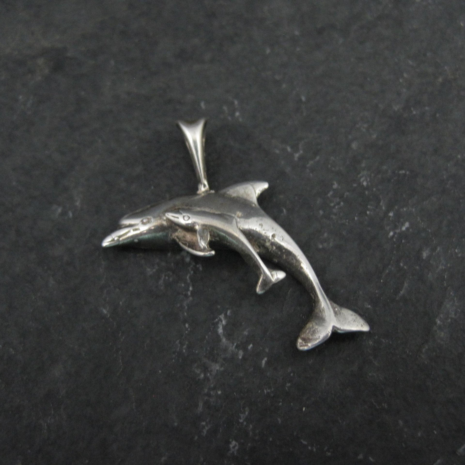 Dolphin Pendant 1980s Vintage Sterling Silver