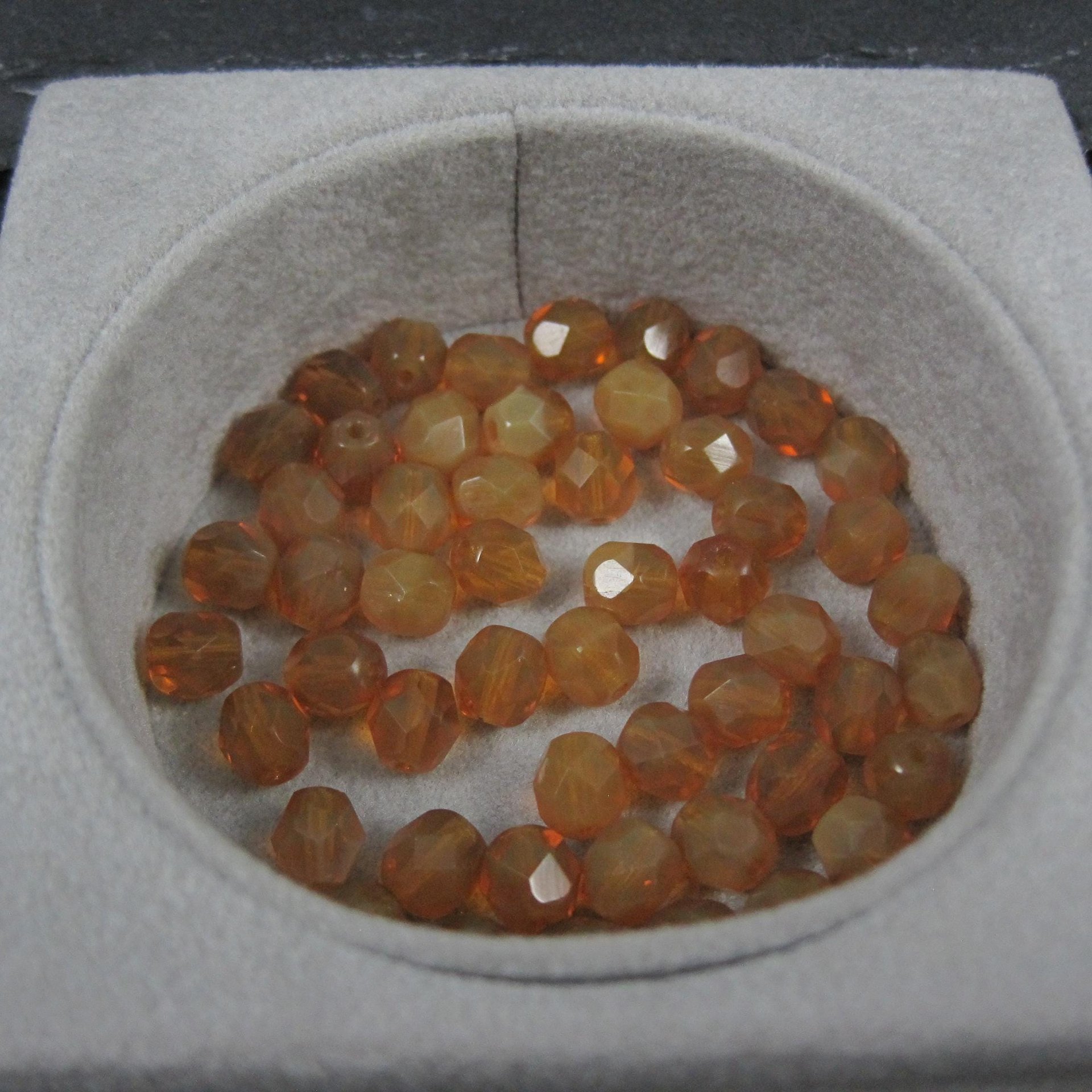 6mm Fire Polished Indian Yellow Opal Beads 52 Beads New Old Stock