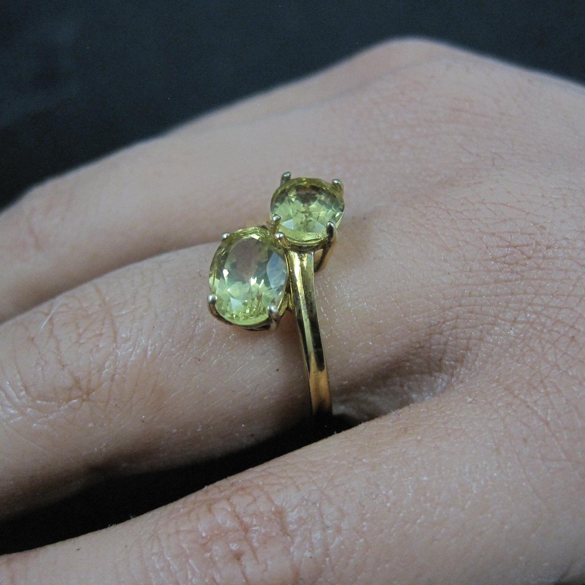 Vermeil Sterling Yellow Tourmaline Ring Size 6