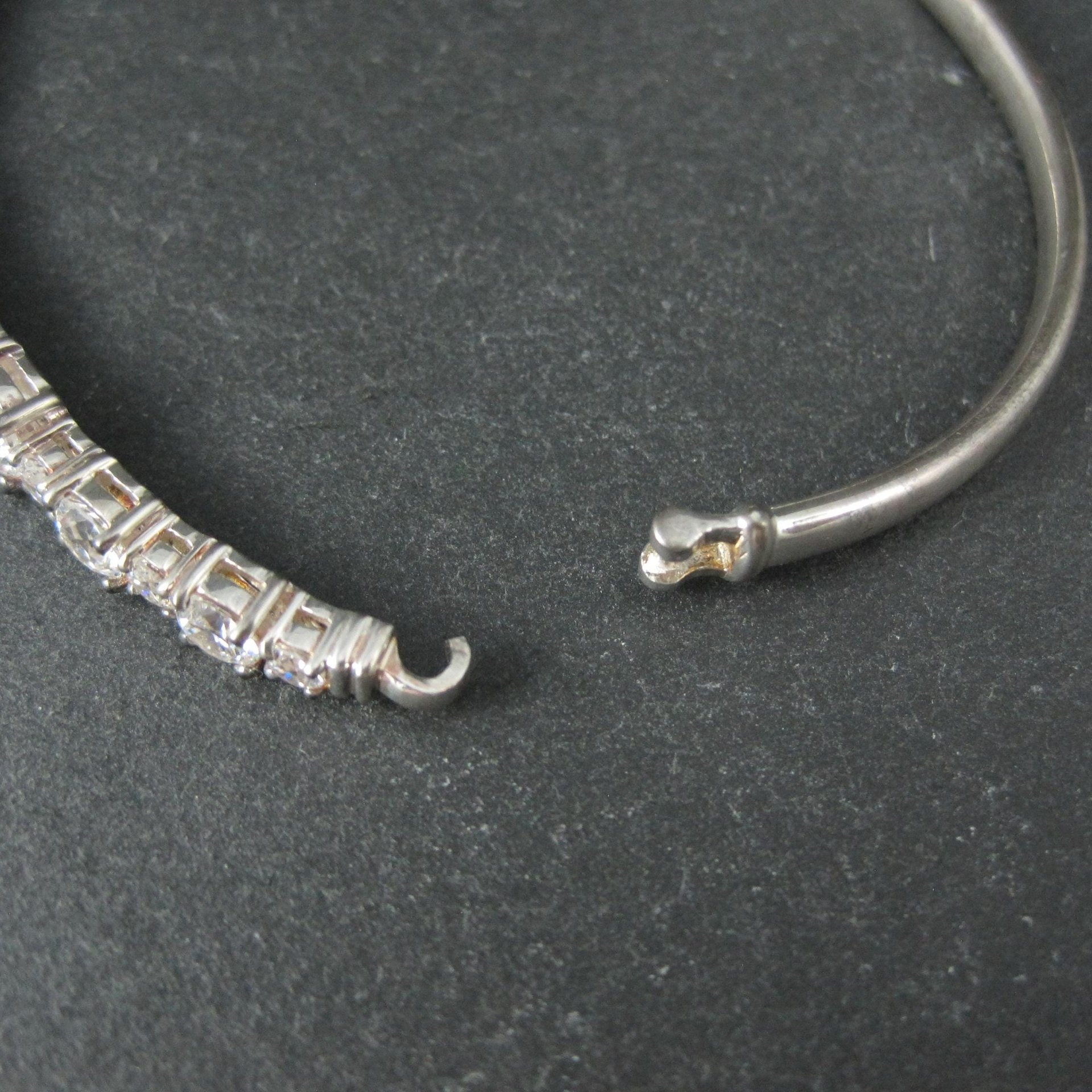 Sterling Silver Cubic Zirconia Bangle Bracelet 7 Inches