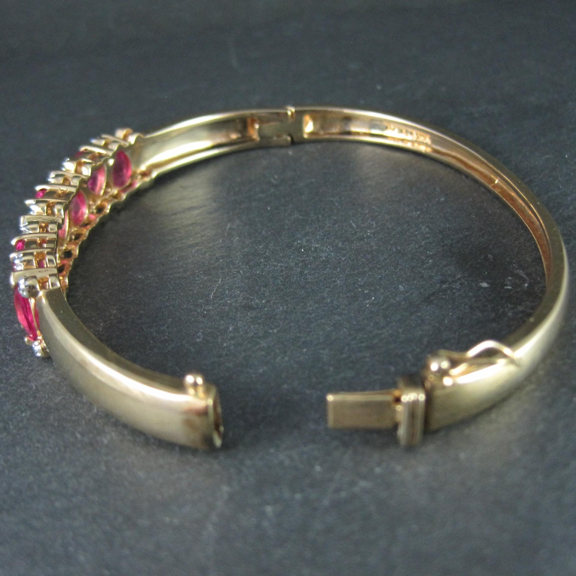 Rare Ross Simons Vermeil Sterling Pink Sapphire Bangle Bracelet