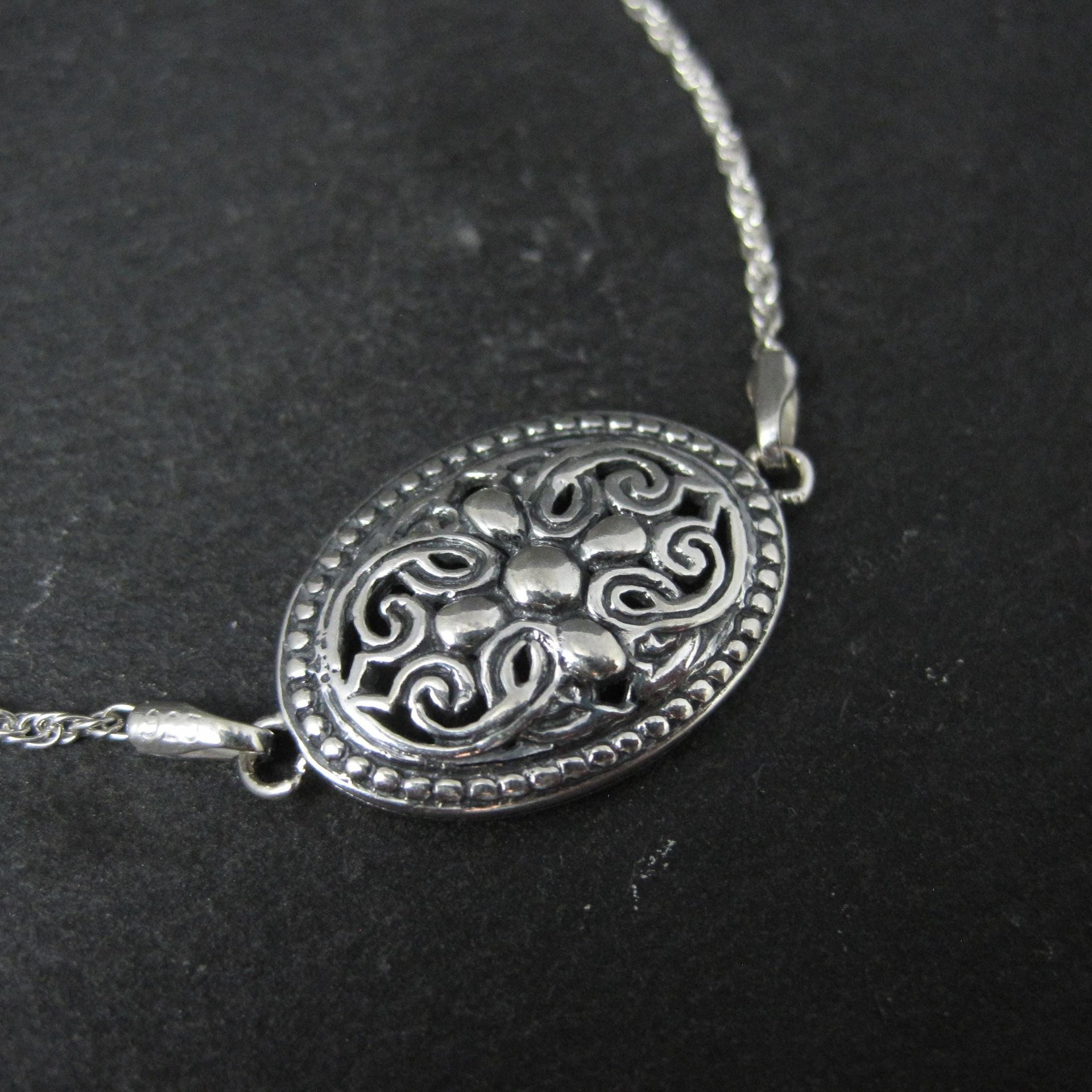 Estate Sterling Silver Filigree Medallion Bracelet