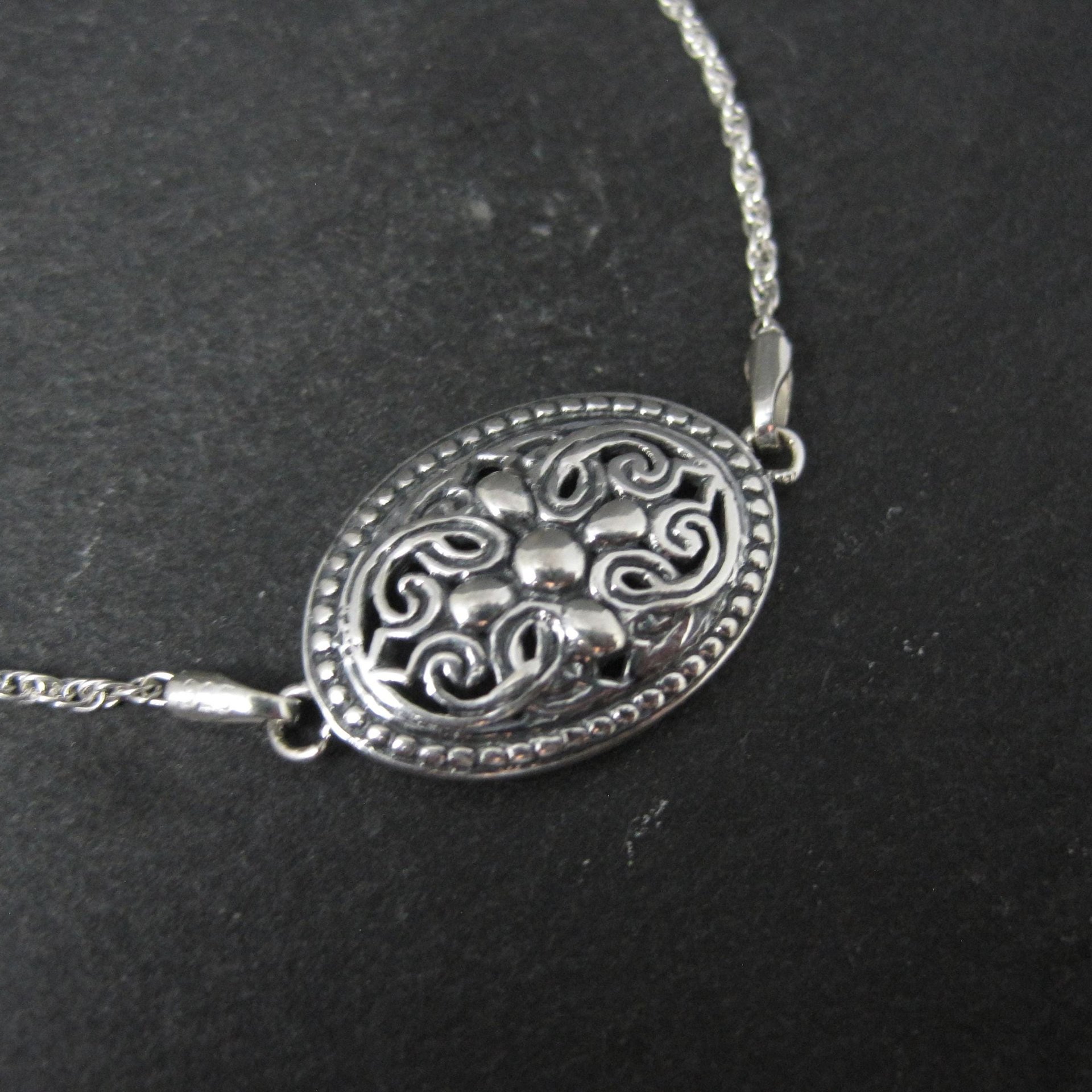 Estate Sterling Silver Filigree Medallion Bracelet