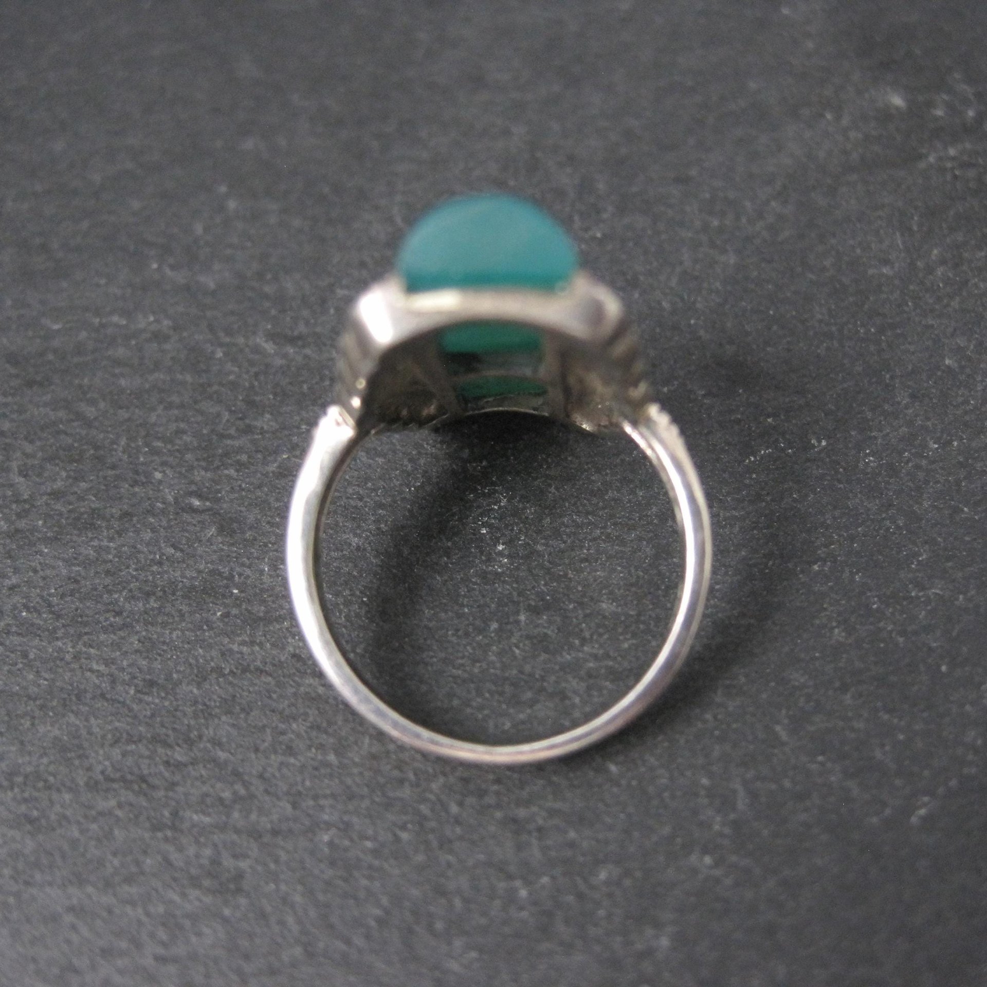 Vintage Sterling Silver Chrysoprase and Marcasite Ring Size 6