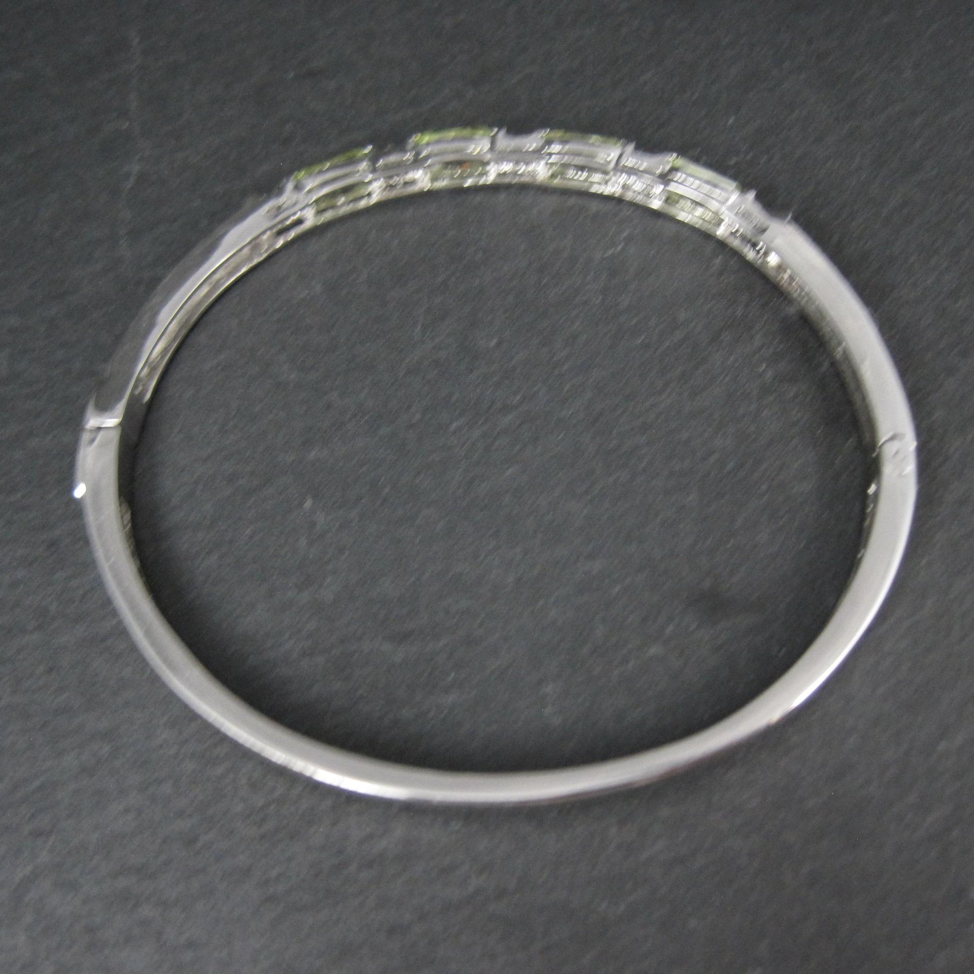 Sterling Silver Yellow Green Cz Bangle Bracelet 7 Inches