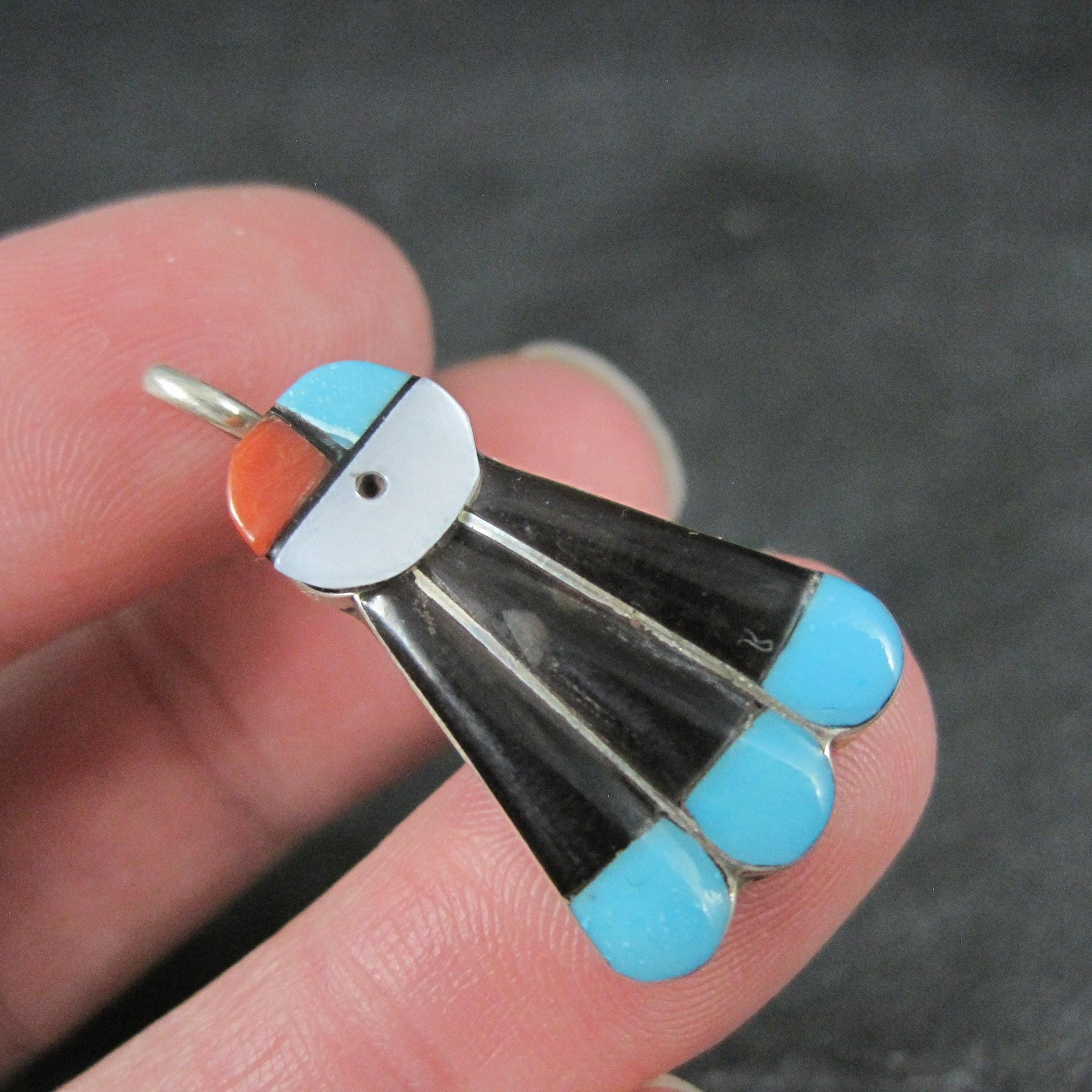 Southwestern Sterling Inlaid Sunface Pendant Sterling Silver