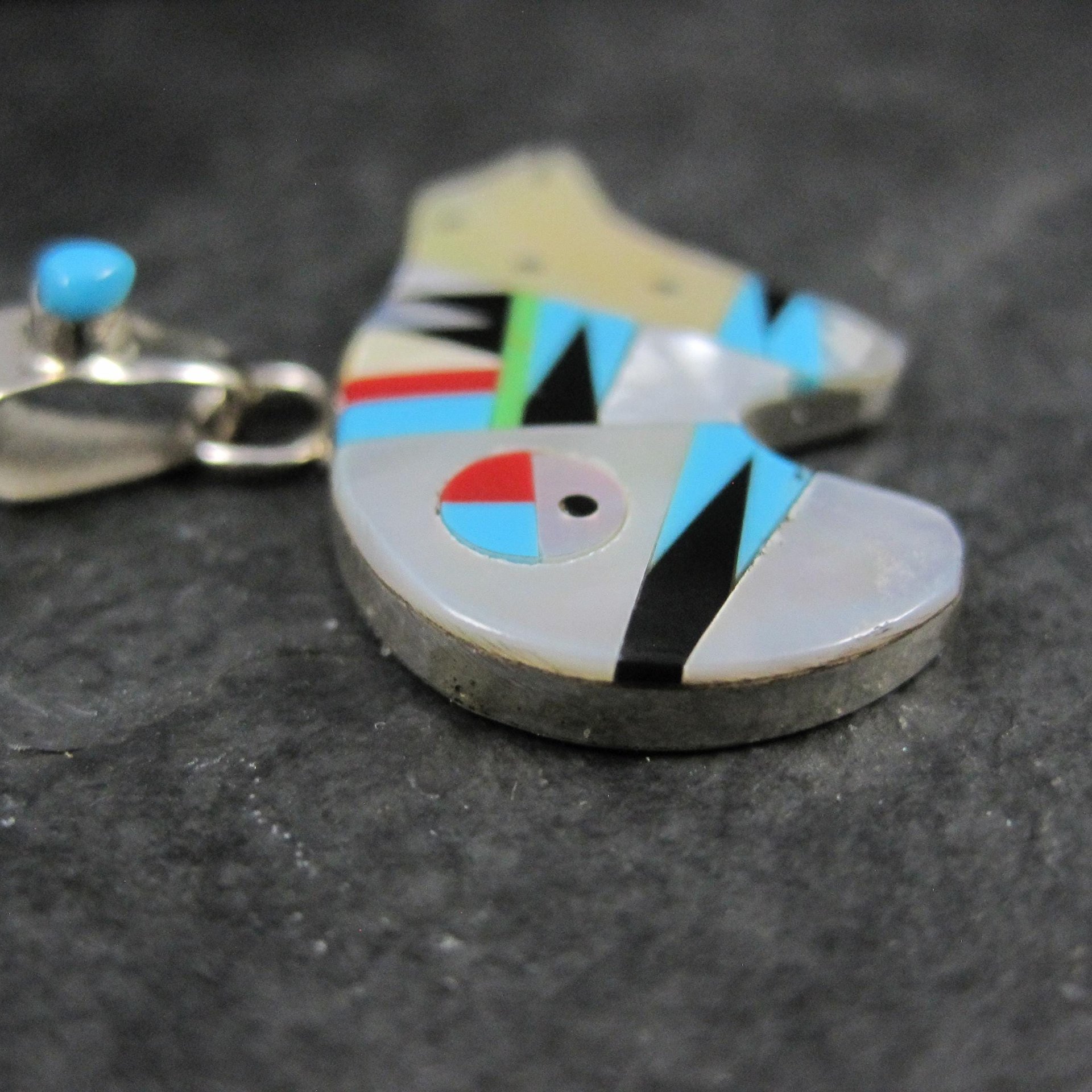 Southwestern Sterling Inlaid Bear Pendant