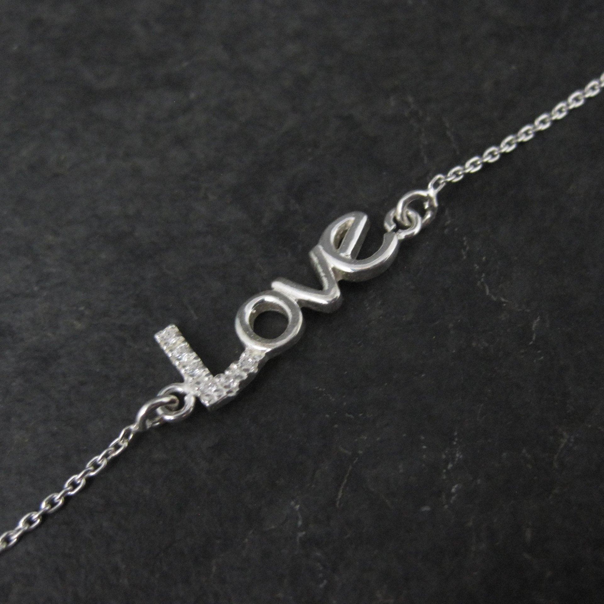 Sterling Silver Love Bracelet Dainty 7-8 Inches Estate Jewelry