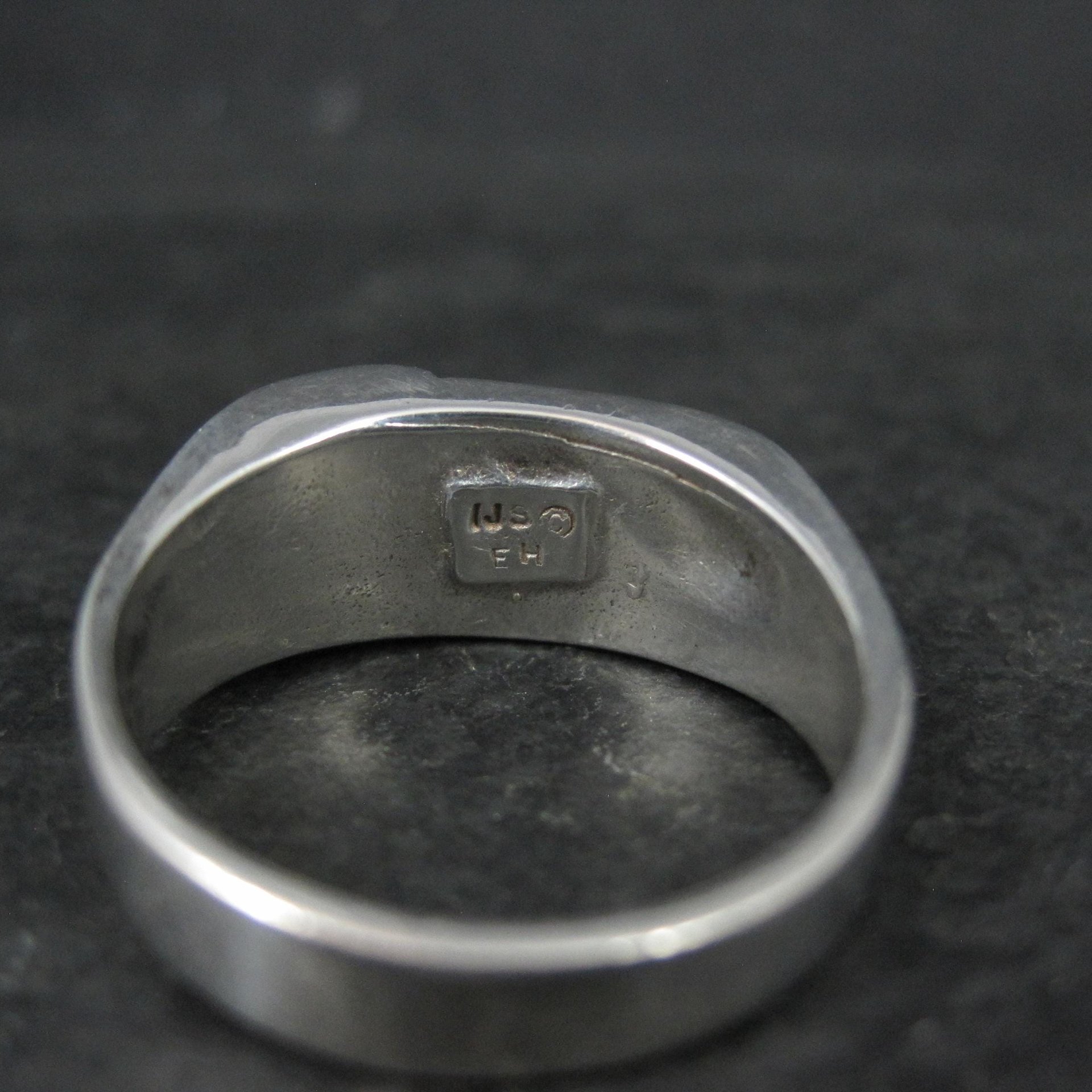 Mens Navajo Inlay Ring Size 12 Sterling Silver Elgin Hoskey