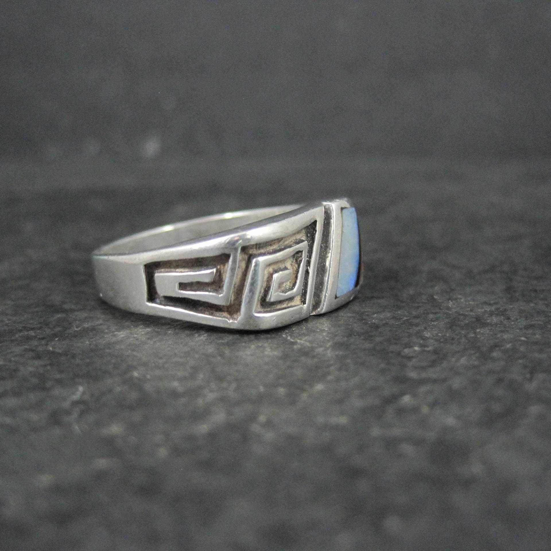 Mens Navajo Inlay Ring Size 12 Sterling Silver Elgin Hoskey