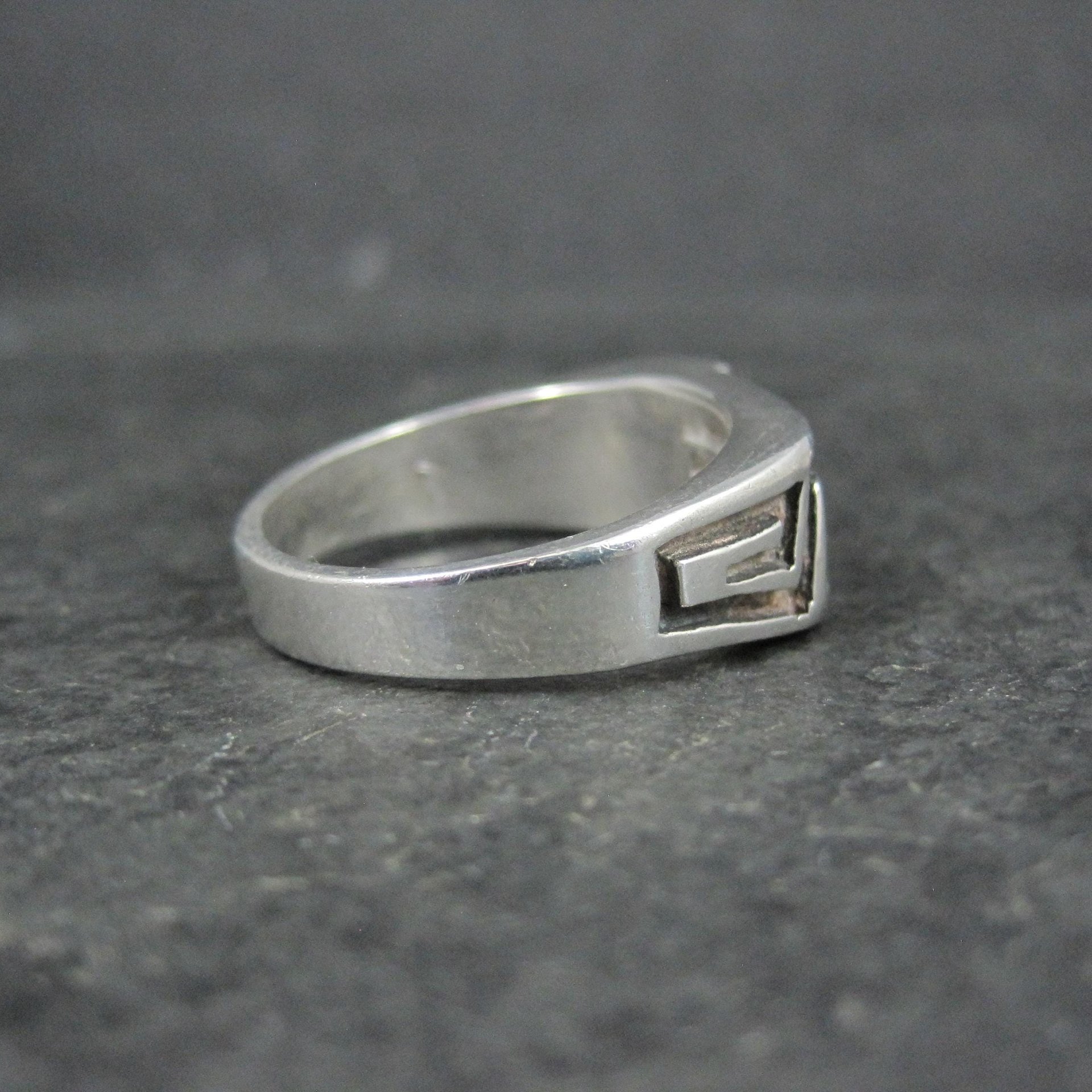Mens Navajo Inlay Ring Size 12 Sterling Silver Elgin Hoskey