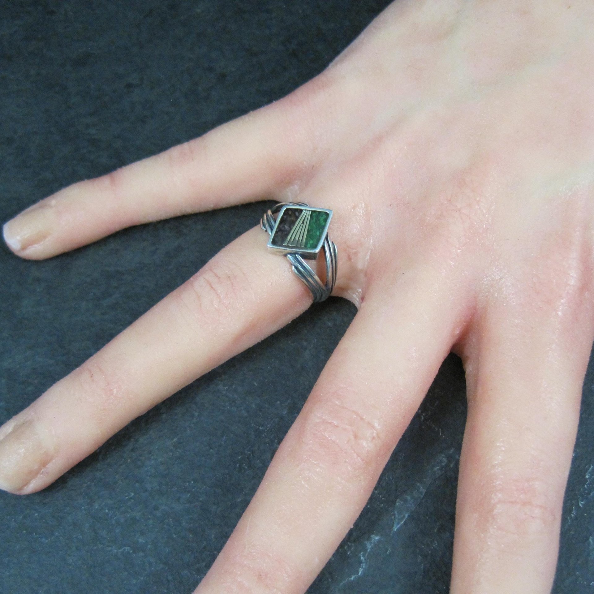 Vintage Sterling Inlay Ring Size 7 Carolyn Pollack Relios