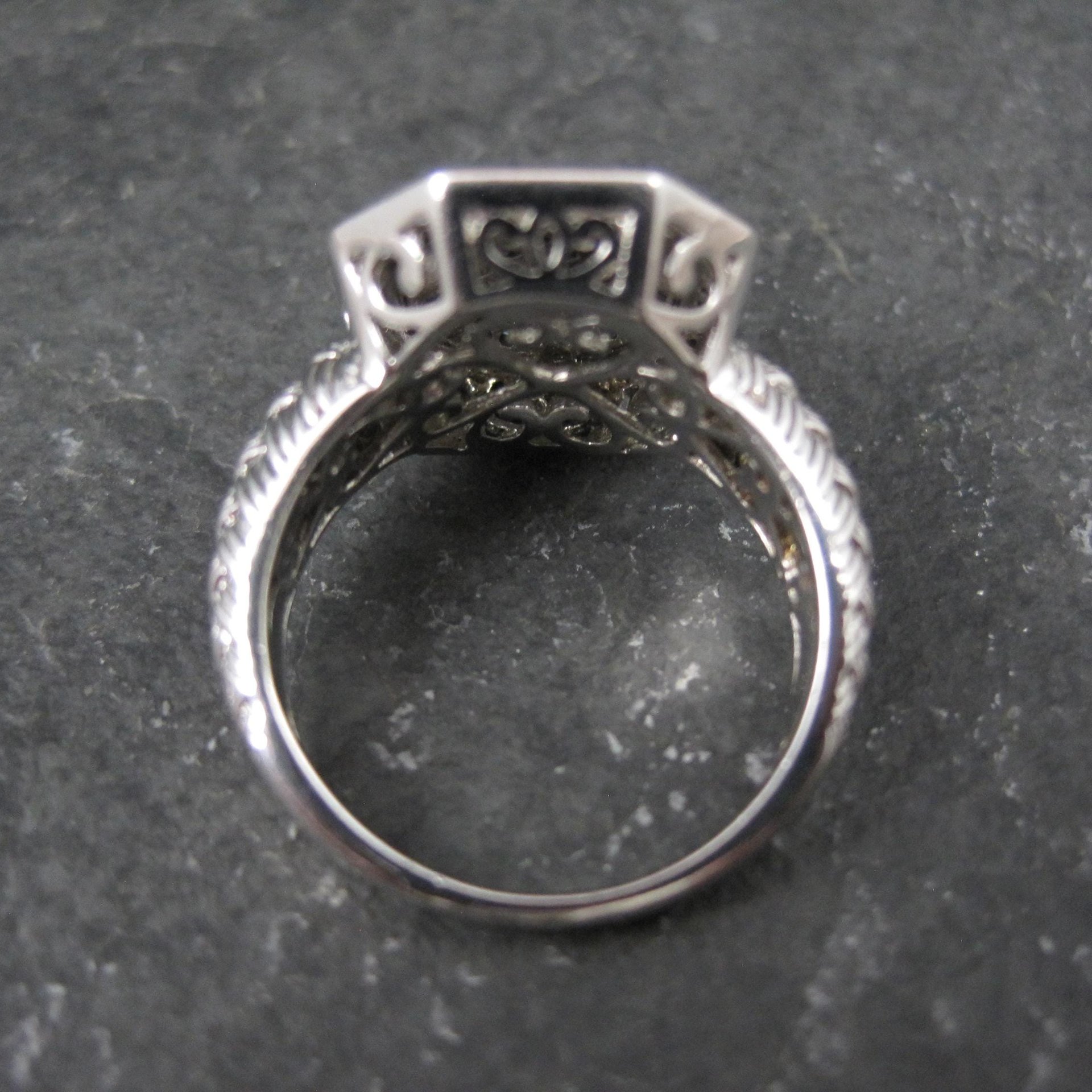 Estate Blue Diamond Ring Size 6 Sterling Silver .35 Carat Cocktail Ring
