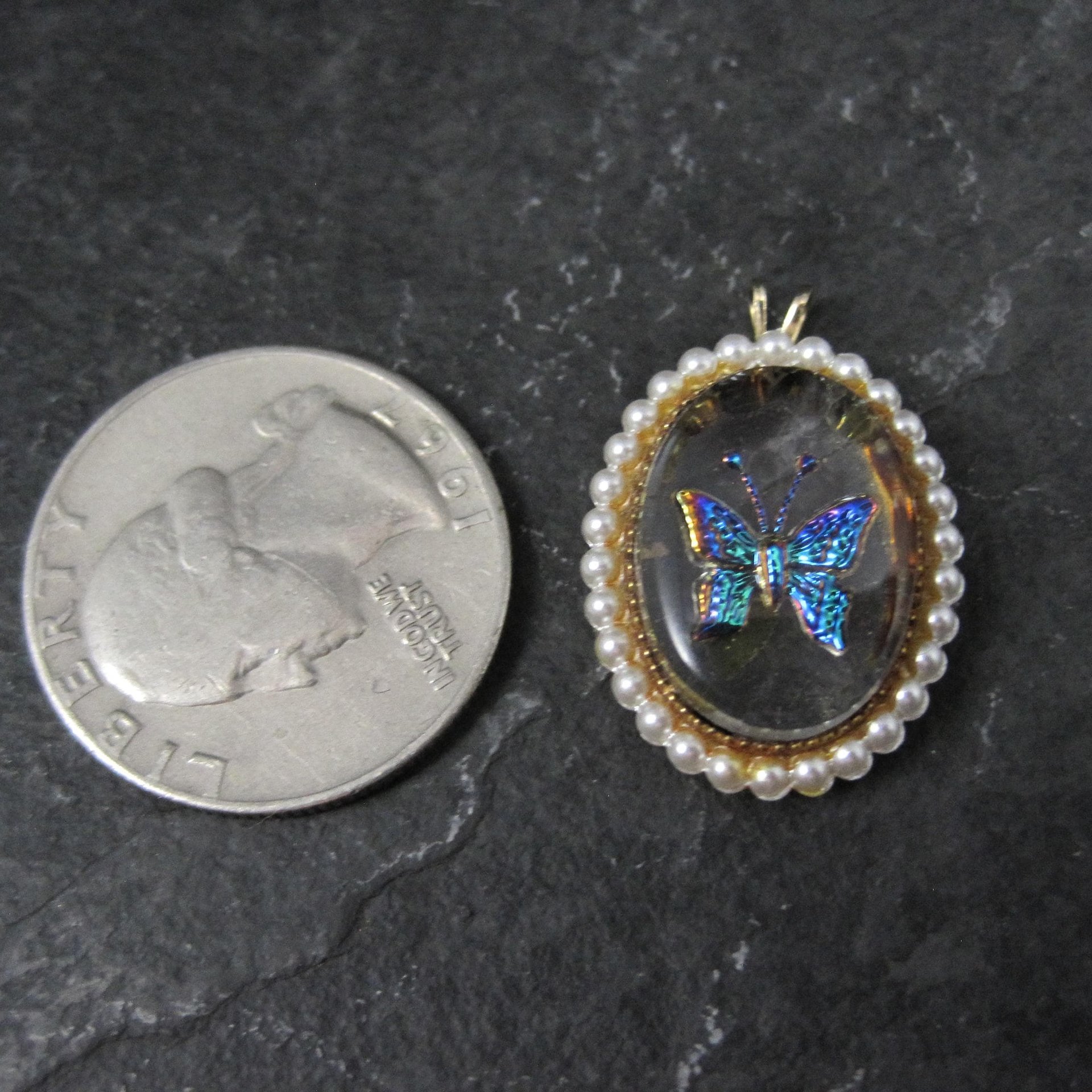 Vintage Foil Butterfly Pendant