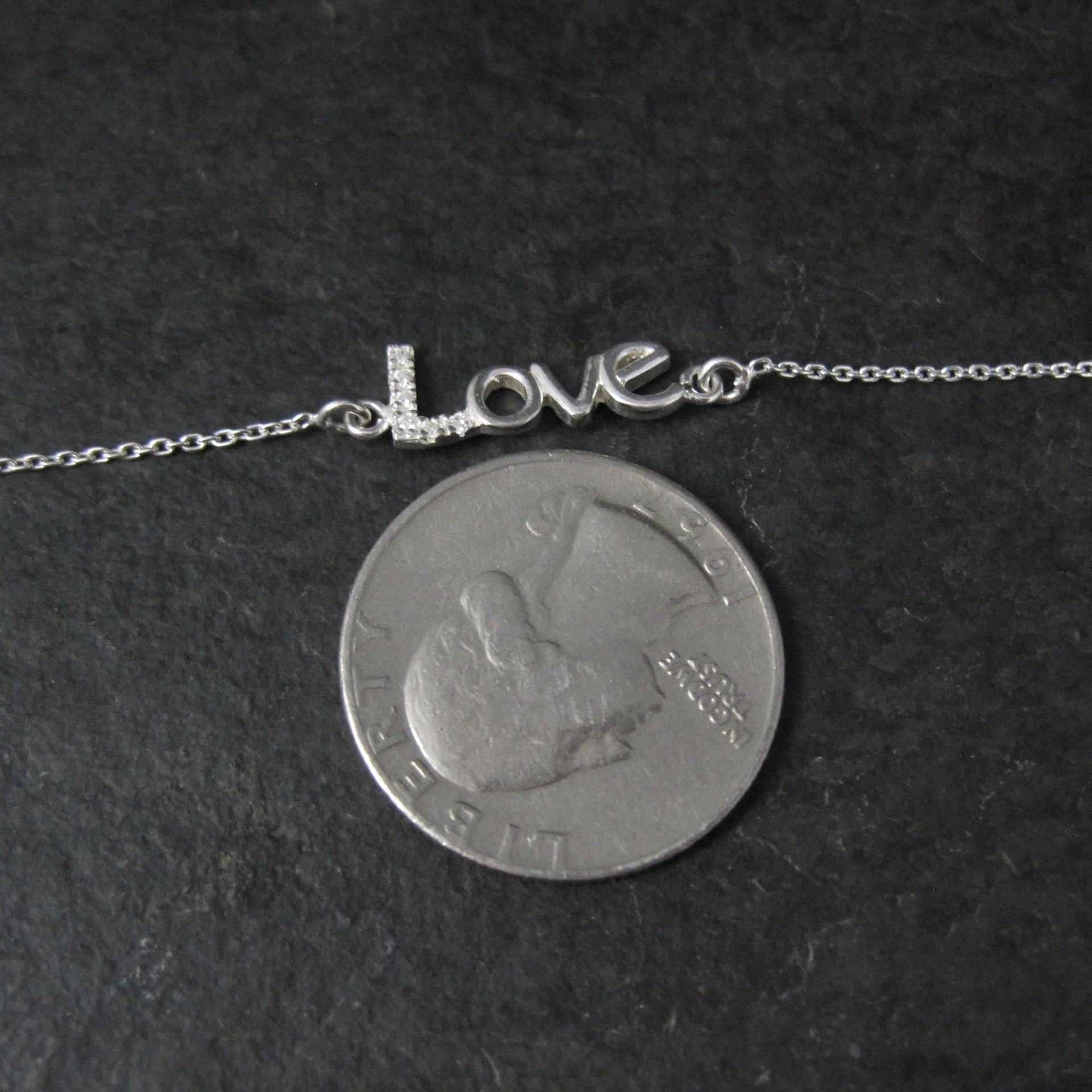 Sterling Silver Love Bracelet Dainty 7-8 Inches Estate Jewelry