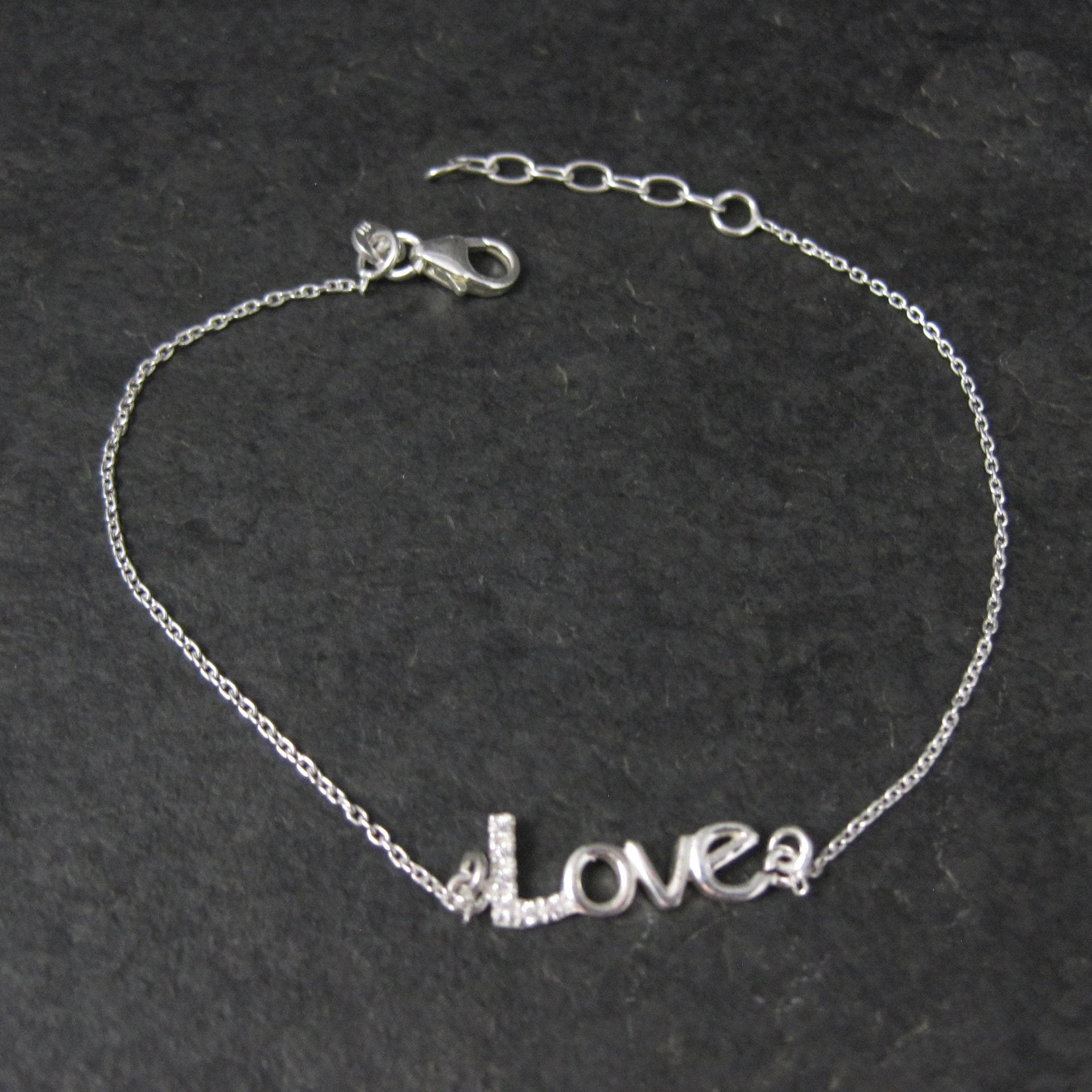 Sterling Silver Love Bracelet Dainty 7-8 Inches Estate Jewelry