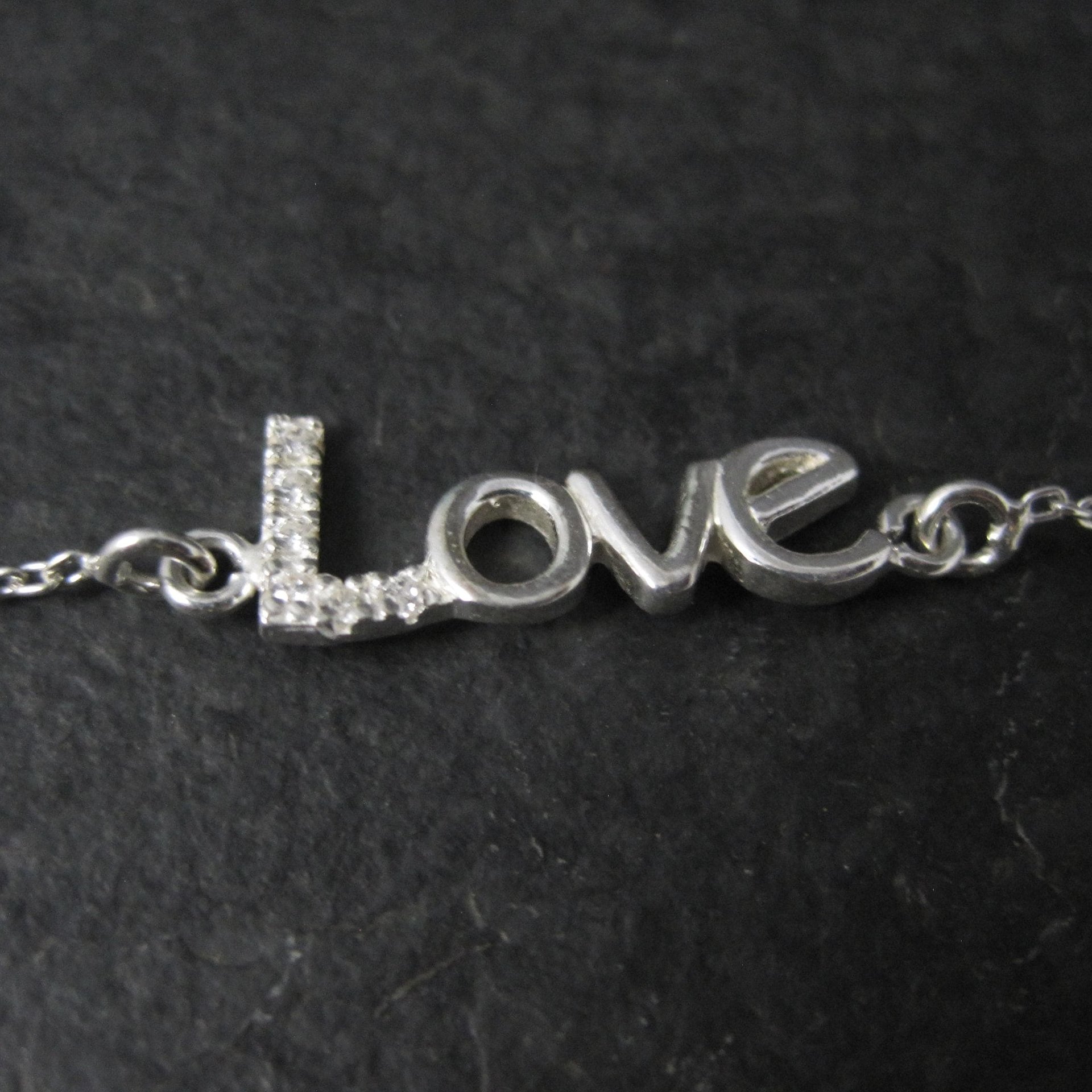 Sterling Silver Love Bracelet Dainty 7-8 Inches Estate Jewelry