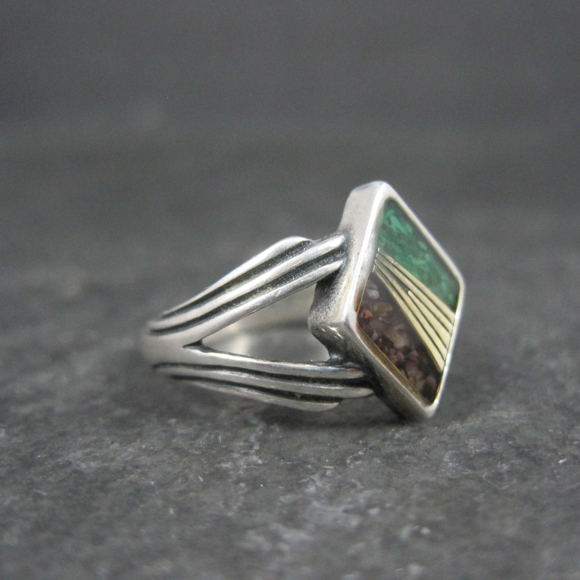 Vintage Sterling Inlay Ring Size 7 Carolyn Pollack Relios