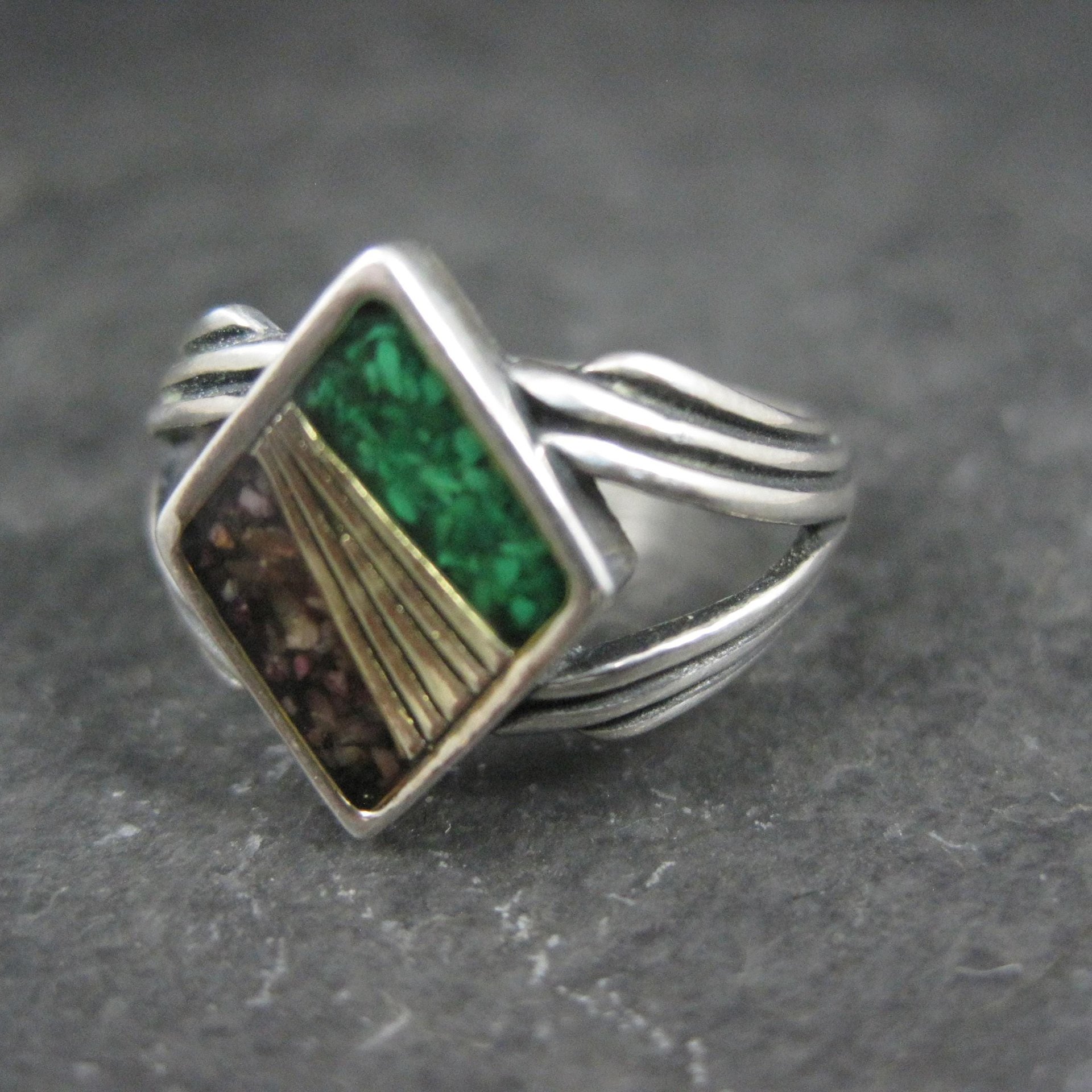 Vintage Sterling Inlay Ring Size 7 Carolyn Pollack Relios