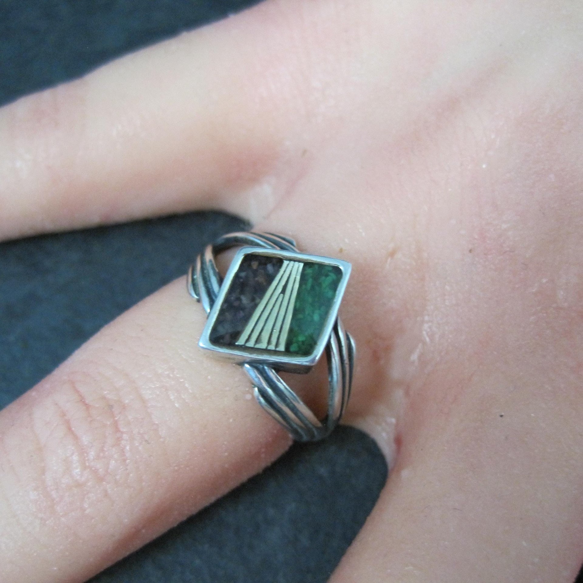 Vintage Sterling Inlay Ring Size 7 Carolyn Pollack Relios