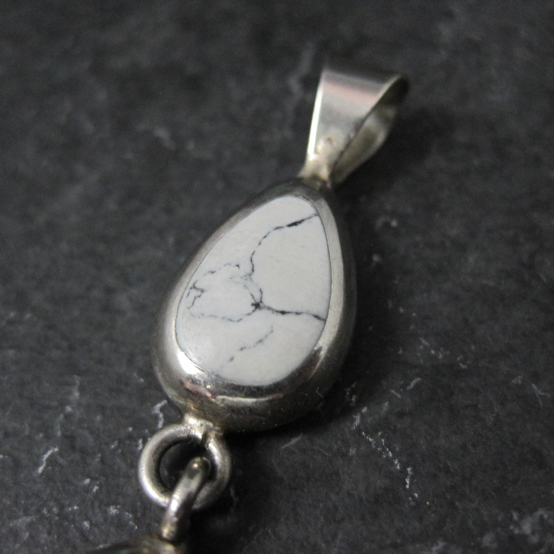 Long Mexican Sterling Howlite Pendant Vintage