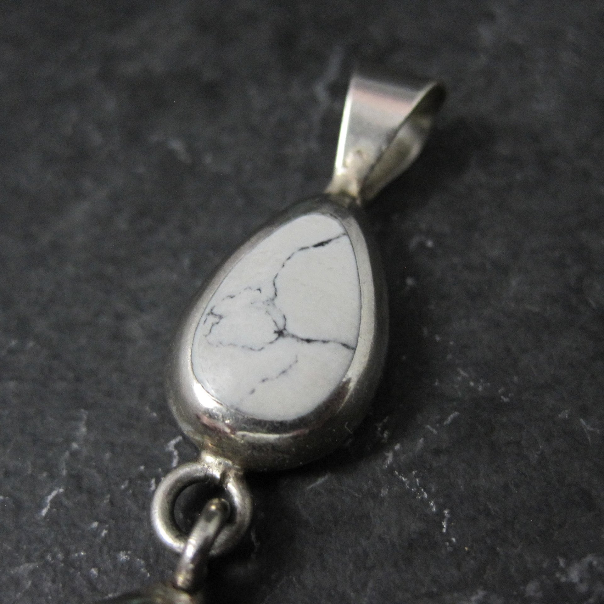 Long Mexican Sterling Howlite Pendant Vintage