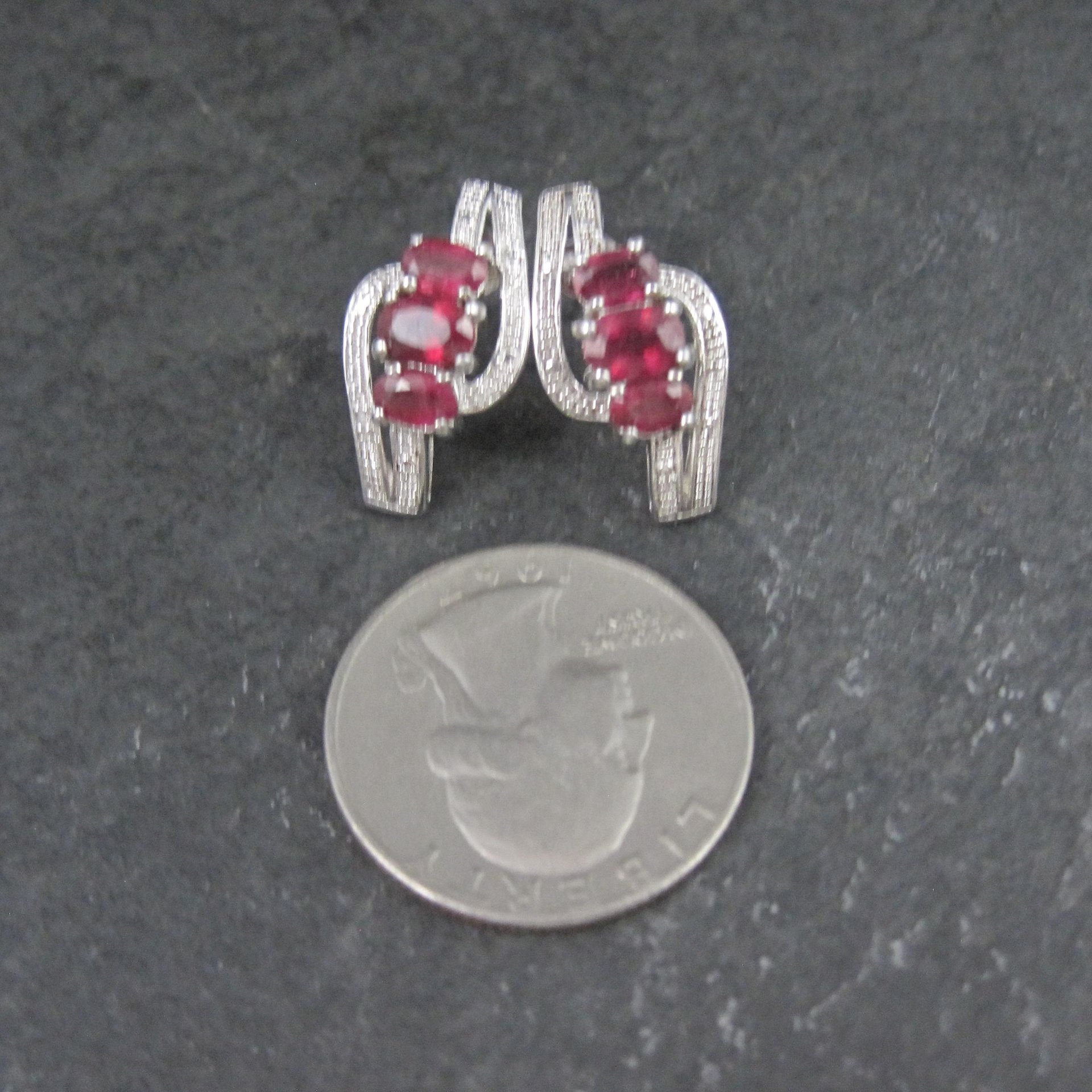 Estate Sterling Silver Ruby Earrings
