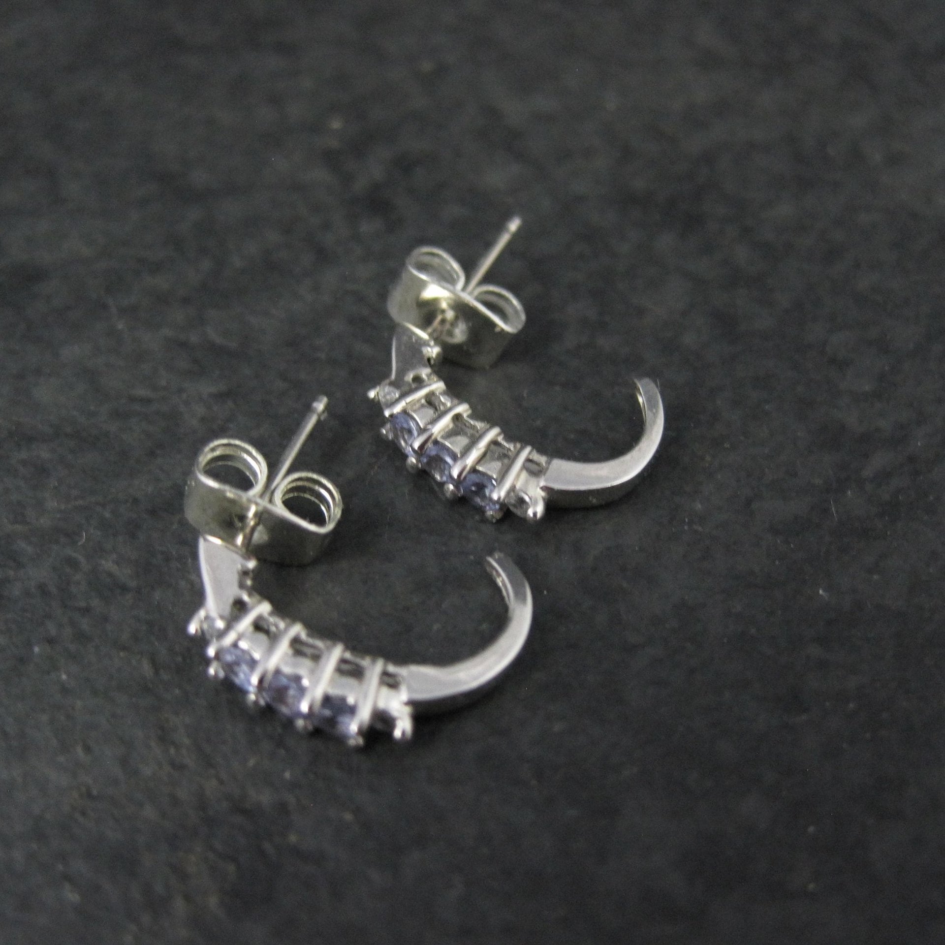 Dainty 10K White Gold Tanzanite Earrings