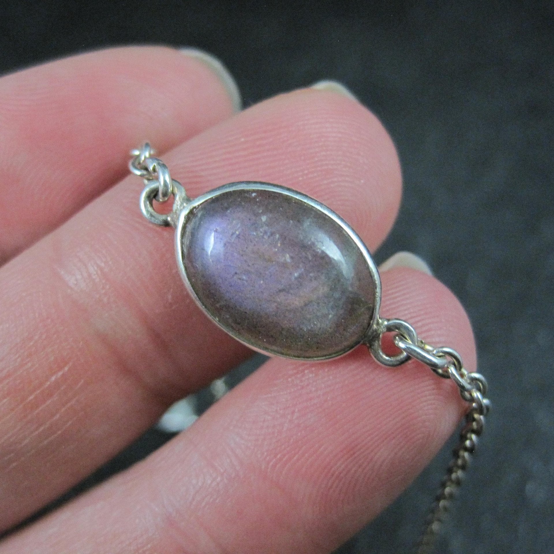 Purple Labradorite Bracelet Sterling Silver