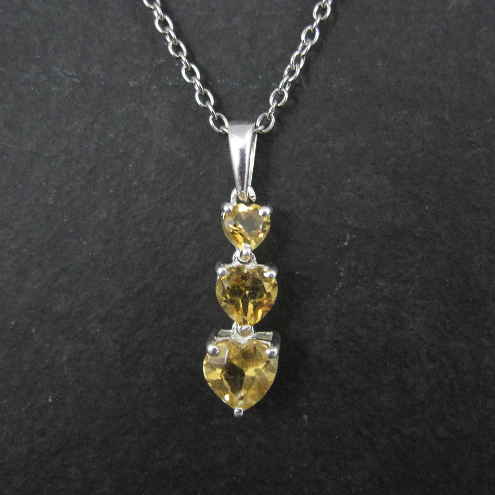 Citrine Heart Pendant Sterling Silver Estate Jewelry