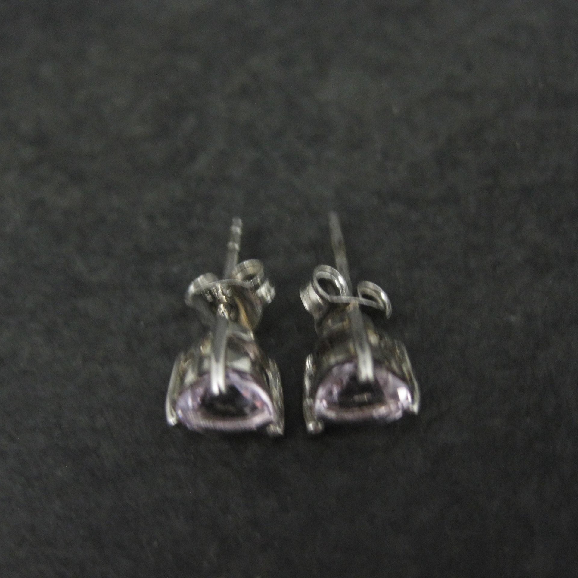 Pale Pink Amethyst Heart Stud Earrings Sterling Silver