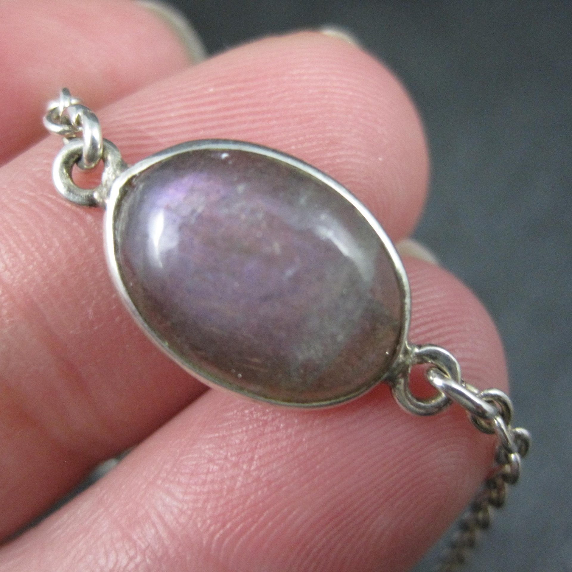 Purple Labradorite Bracelet Sterling Silver