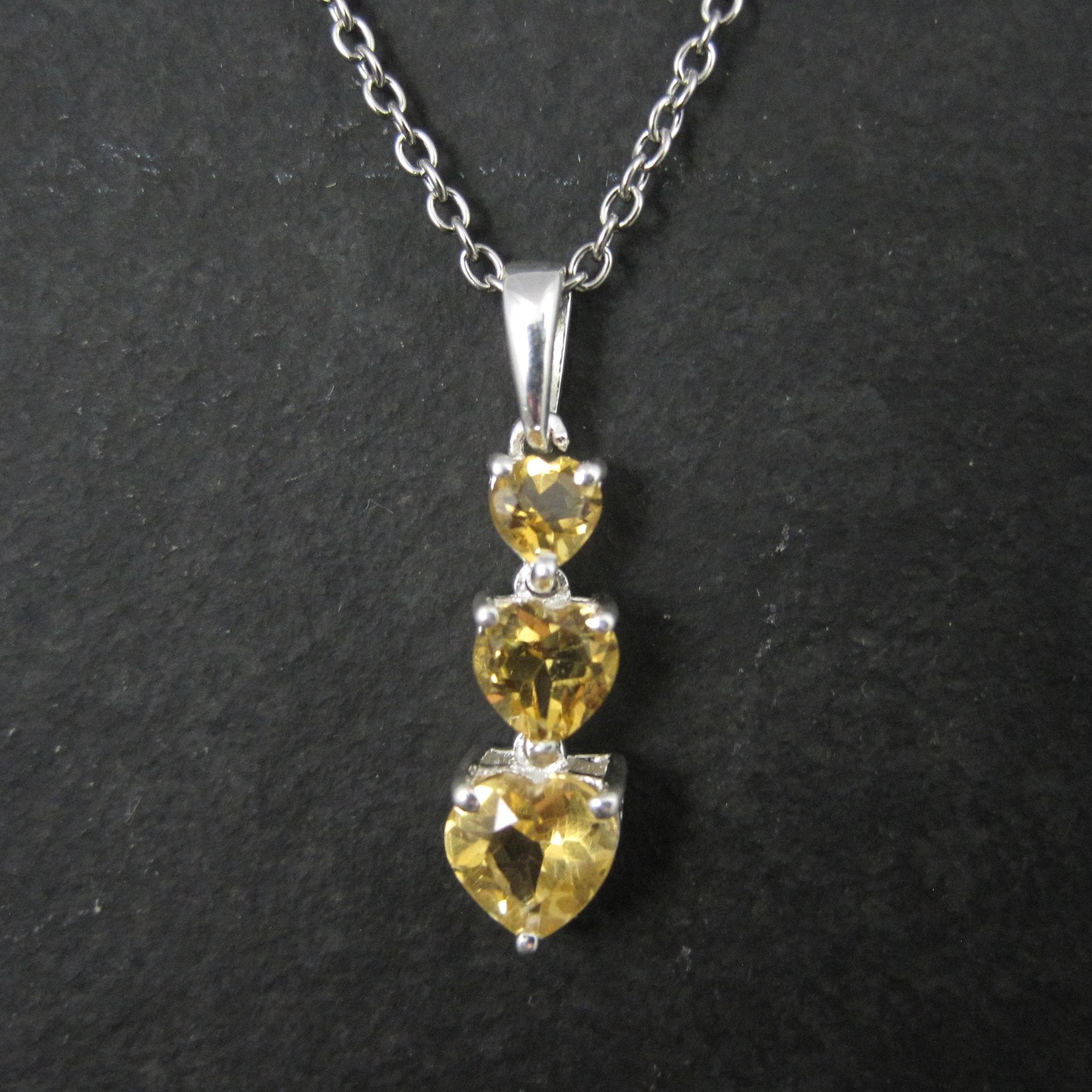 Citrine Heart Pendant Sterling Silver Estate Jewelry