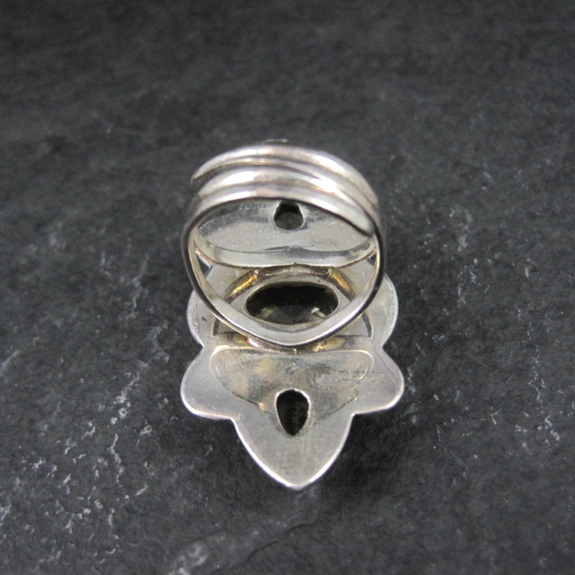 Large Estate Citrine Crescent Moon Ring Adjustable Size 8