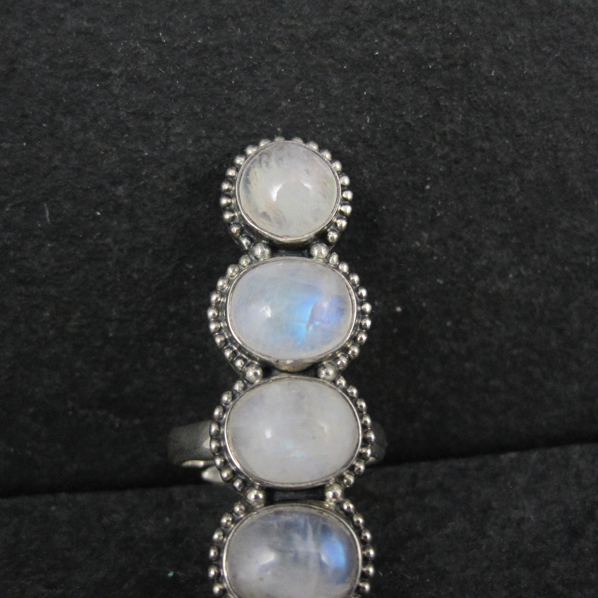 Long Rainbow Moonstone Ring 925 Sterling Silver Adjustable Size 8