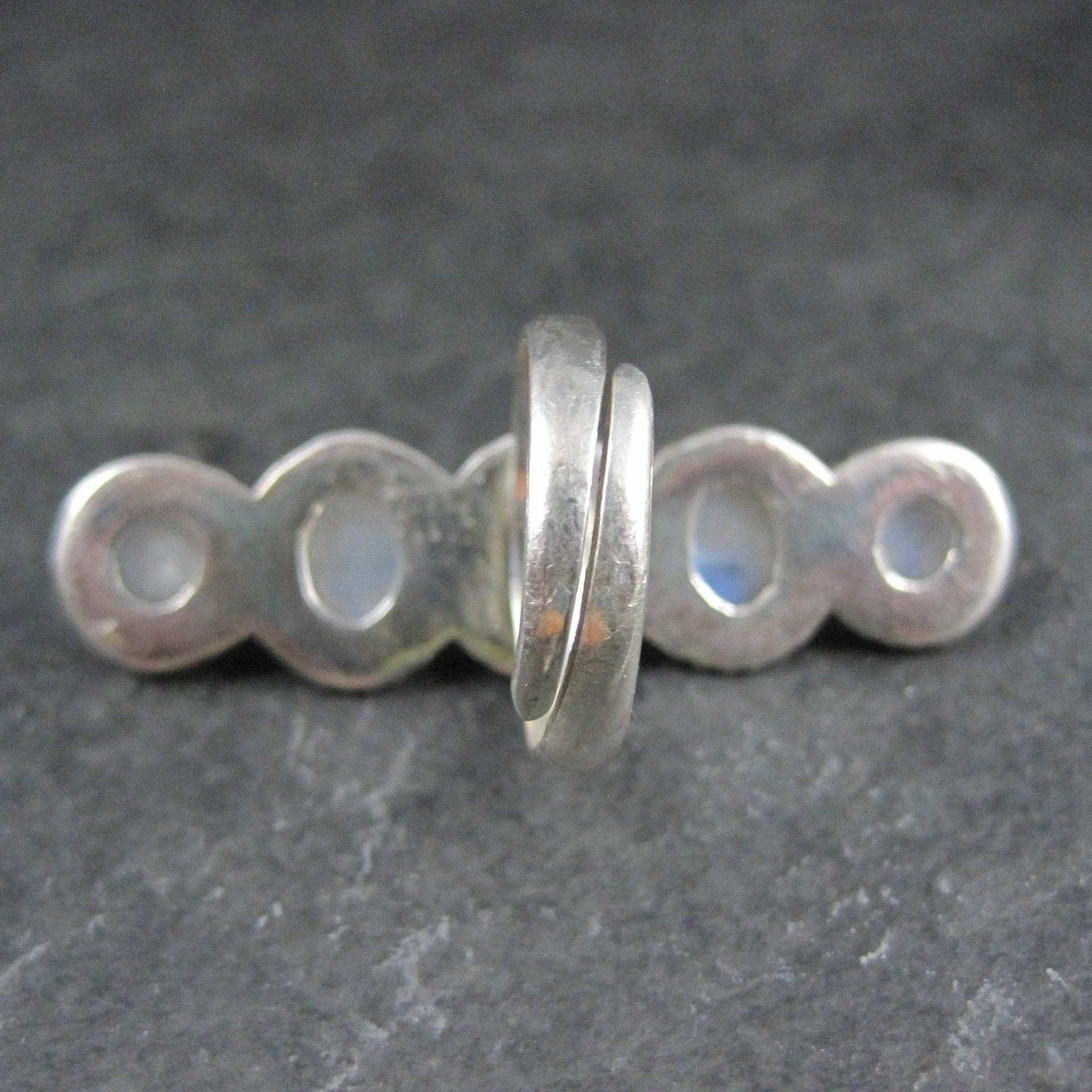 Long Rainbow Moonstone Ring 925 Sterling Silver Adjustable Size 8