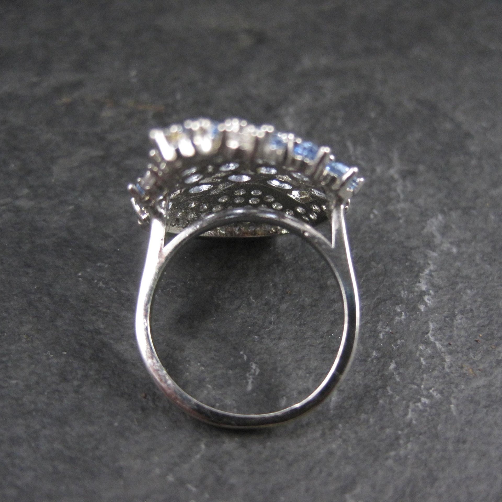1990s Tanzanite Purple Cz Cocktail Ring Sterling Silver Size 6