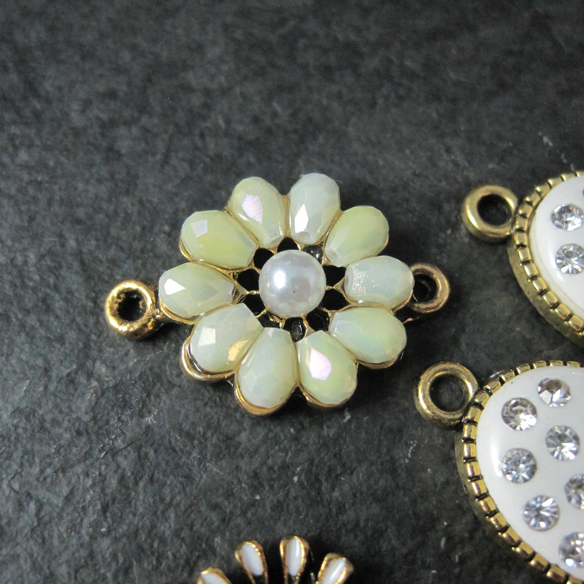Lot of 6 Floral Rhinestone Connectors Jewelry Making