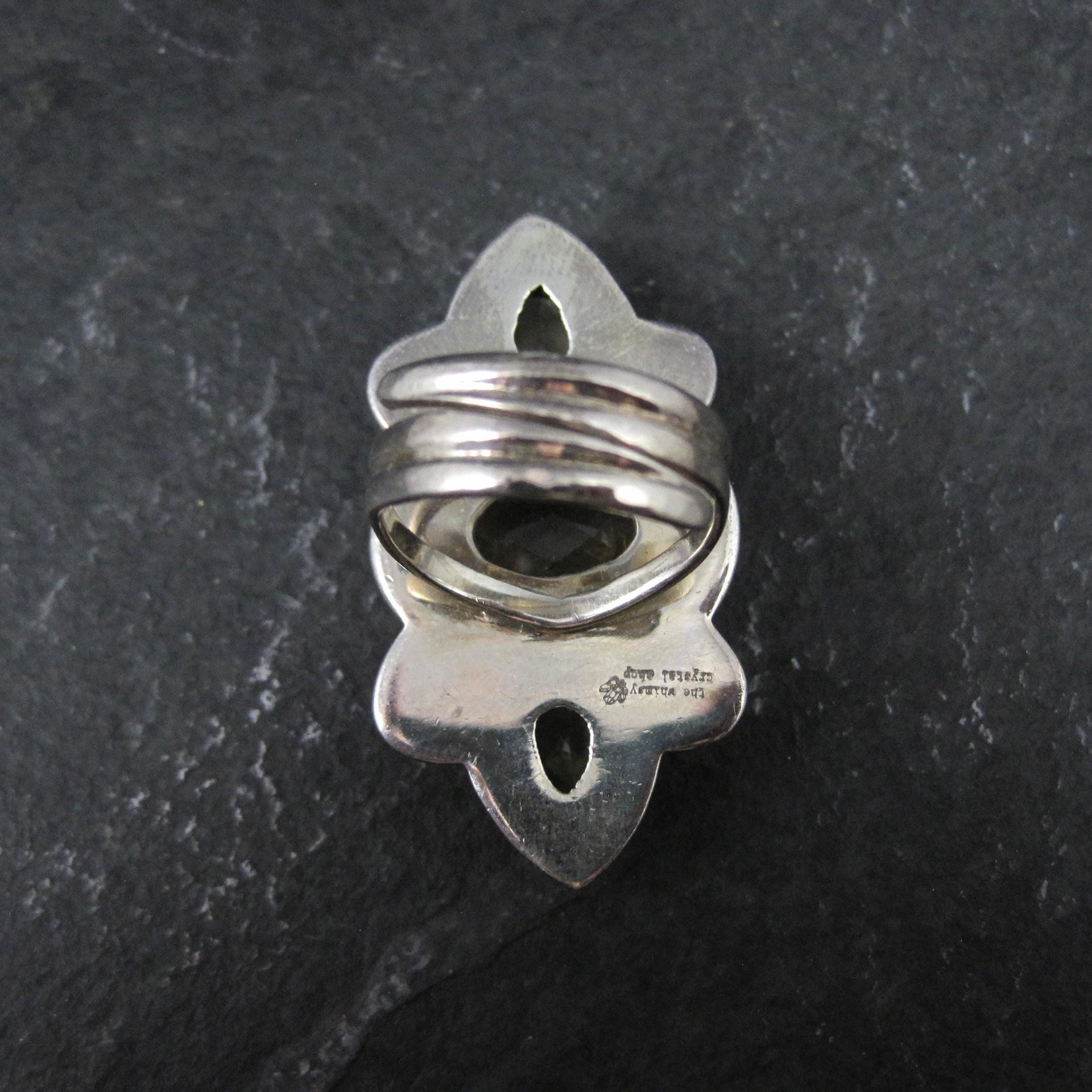 Large Estate Citrine Crescent Moon Ring Adjustable Size 8