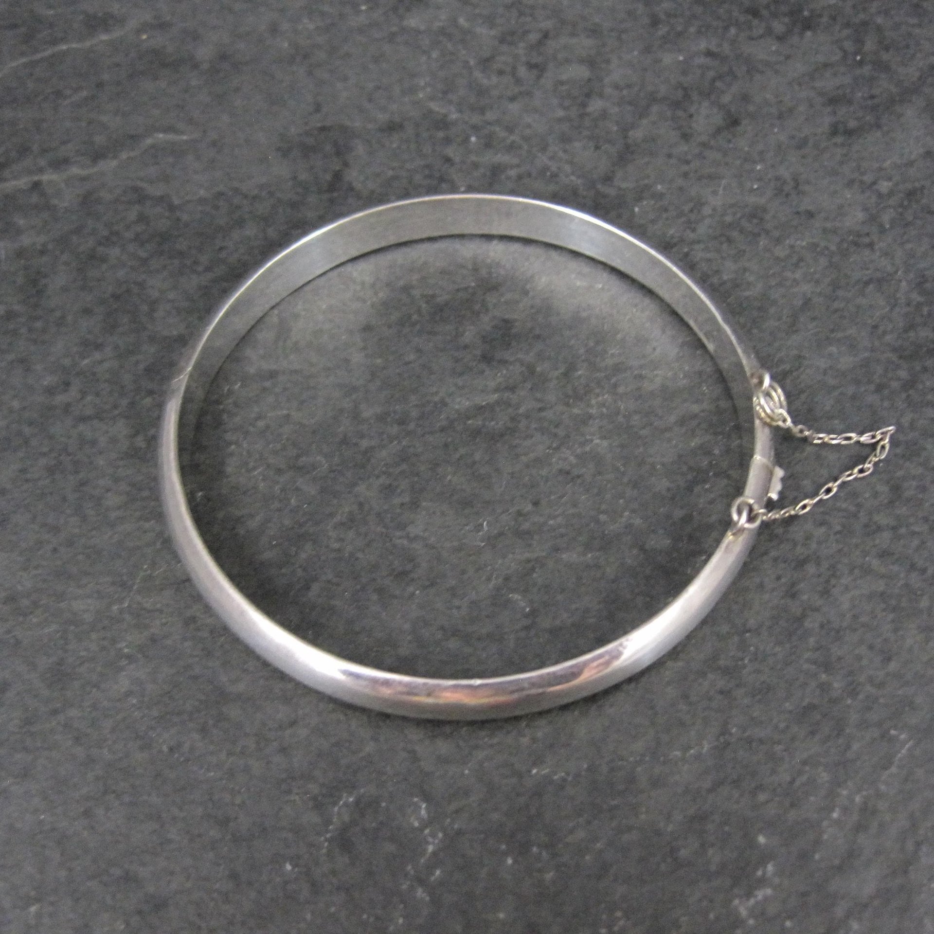Simple Sterling Silver Hinged Bangle Bracelet 7"