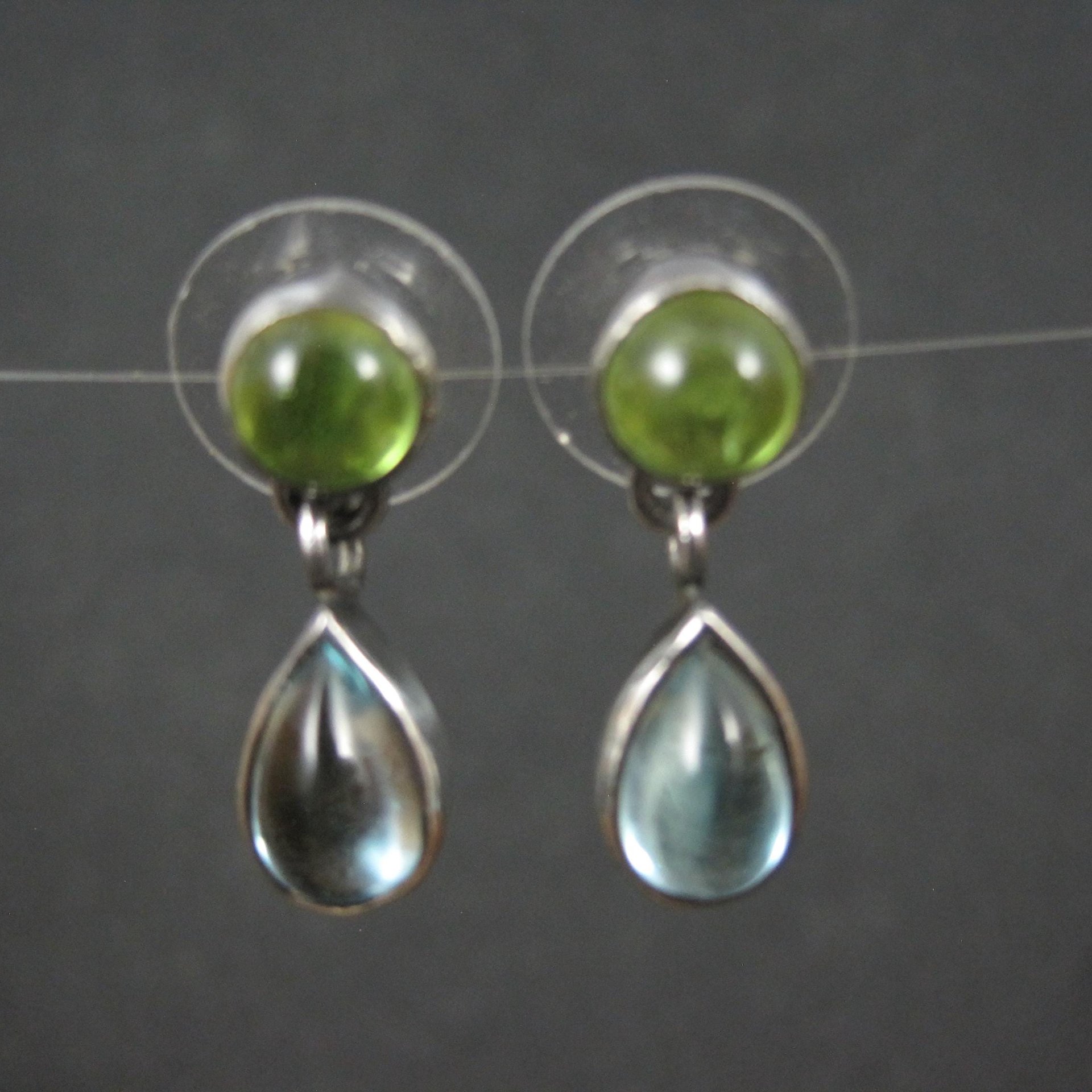 Estate Sterling Topaz & Peridot Earrings