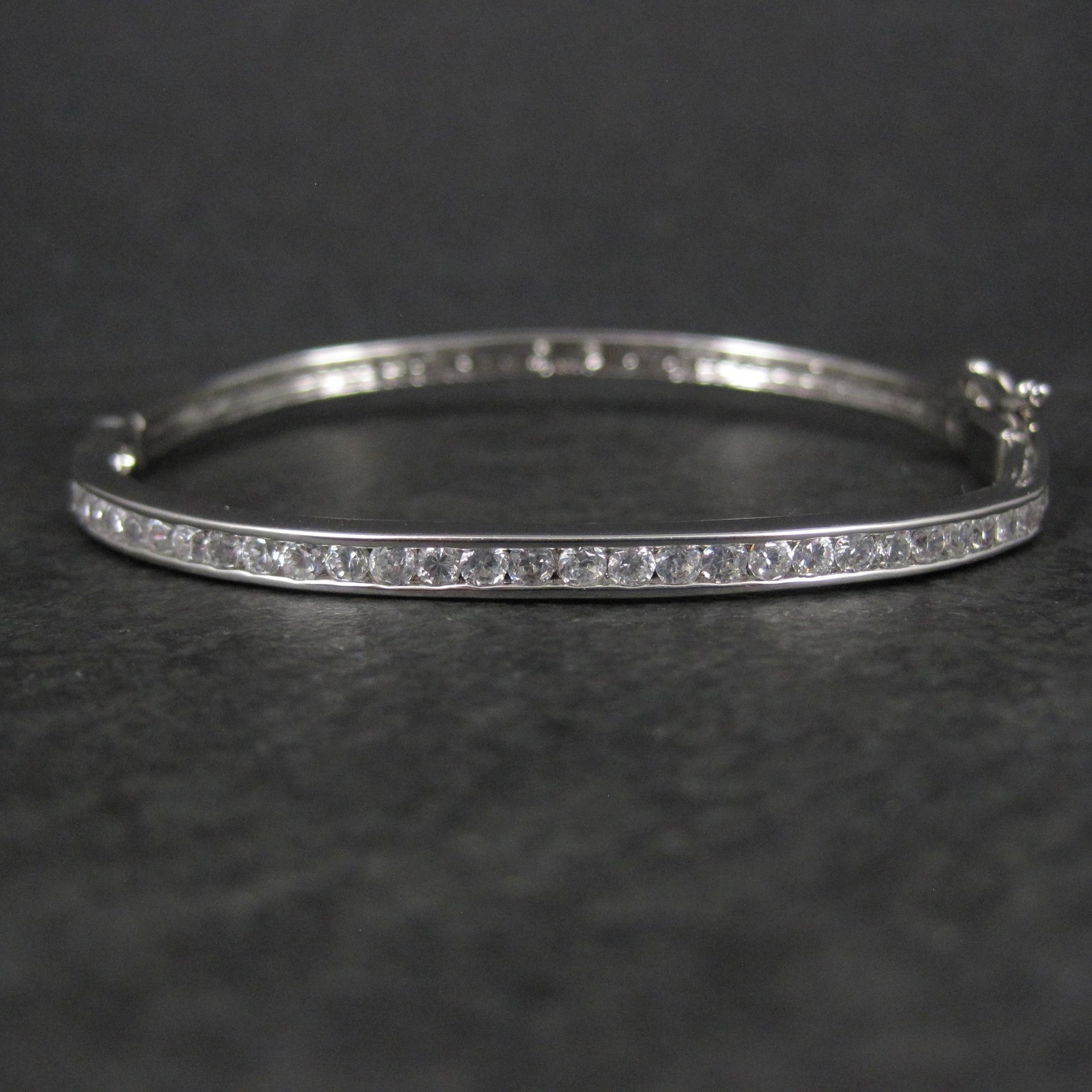 Estate Cubic Zirconia Bangle Bracelet 7.25"