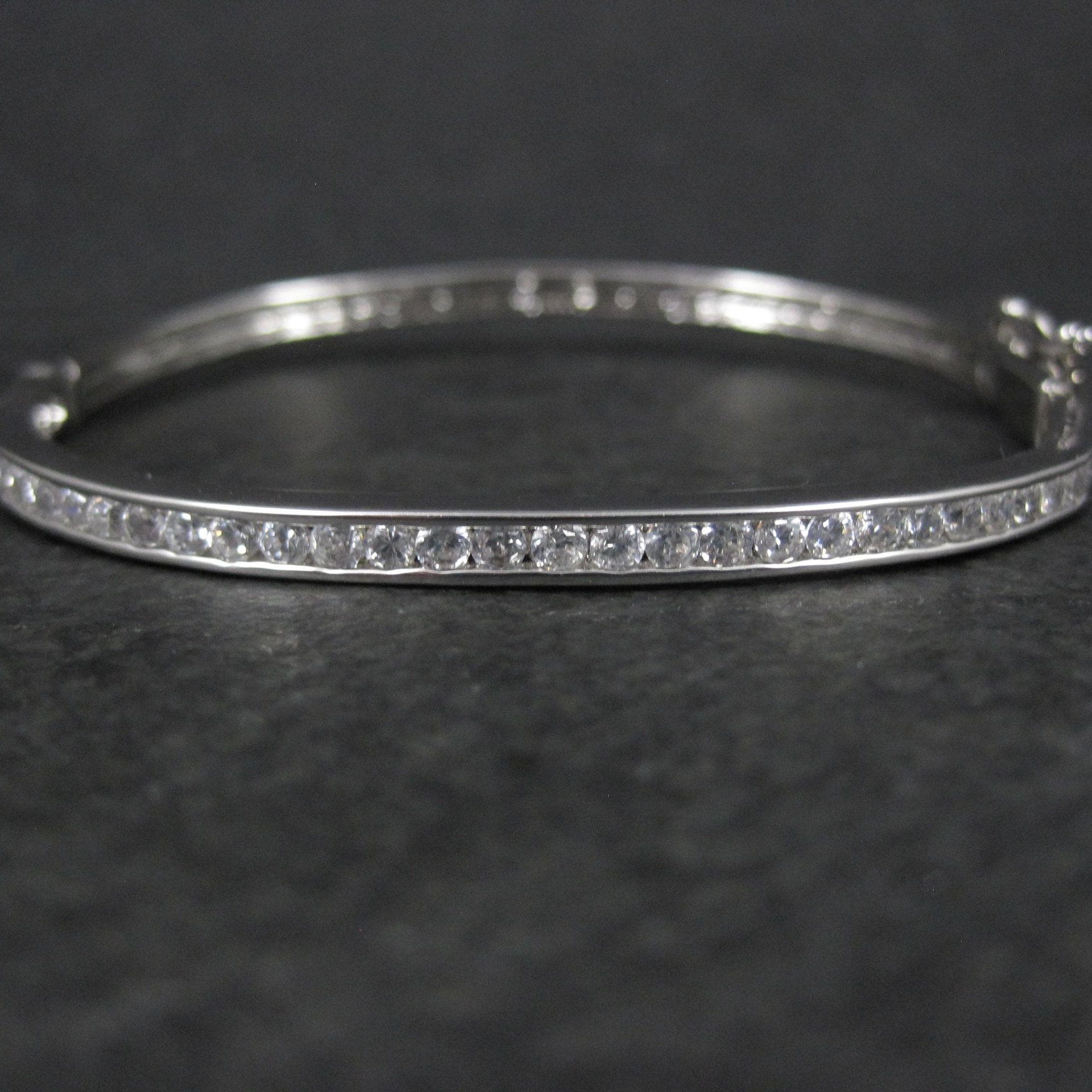 Estate Cubic Zirconia Bangle Bracelet 7.25"