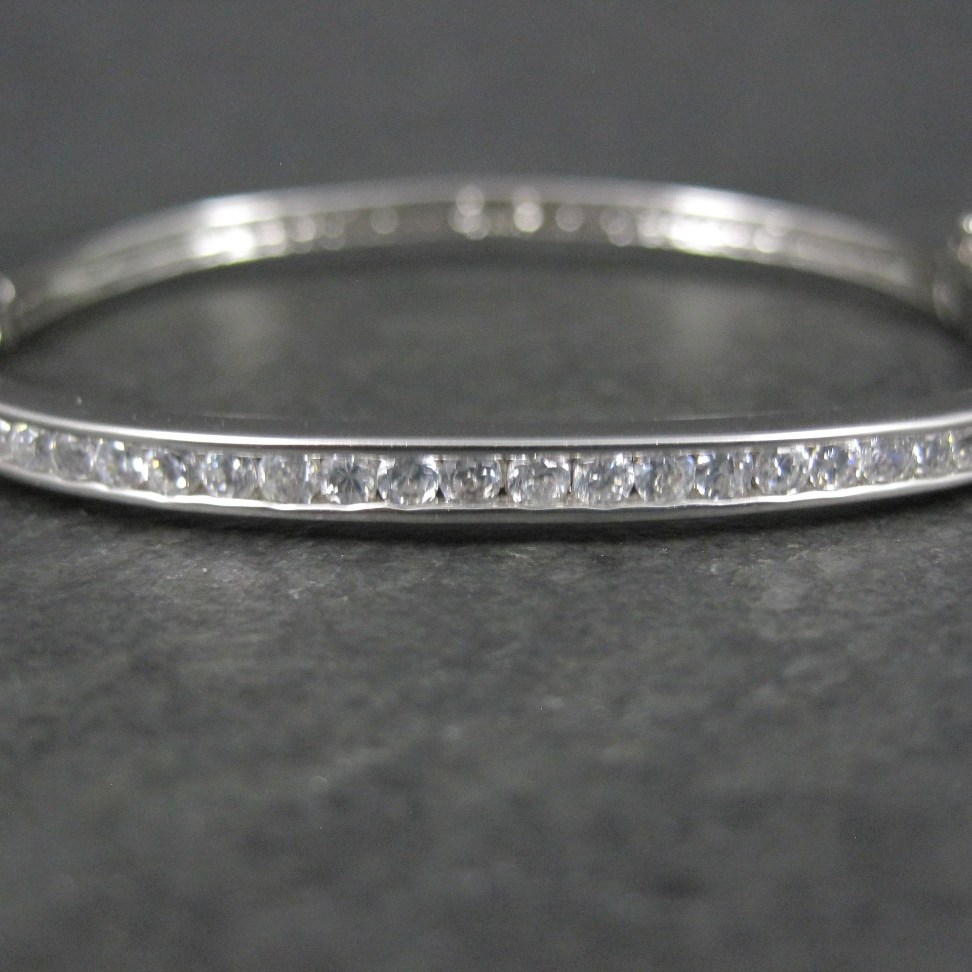 Estate Cubic Zirconia Bangle Bracelet 7.25"