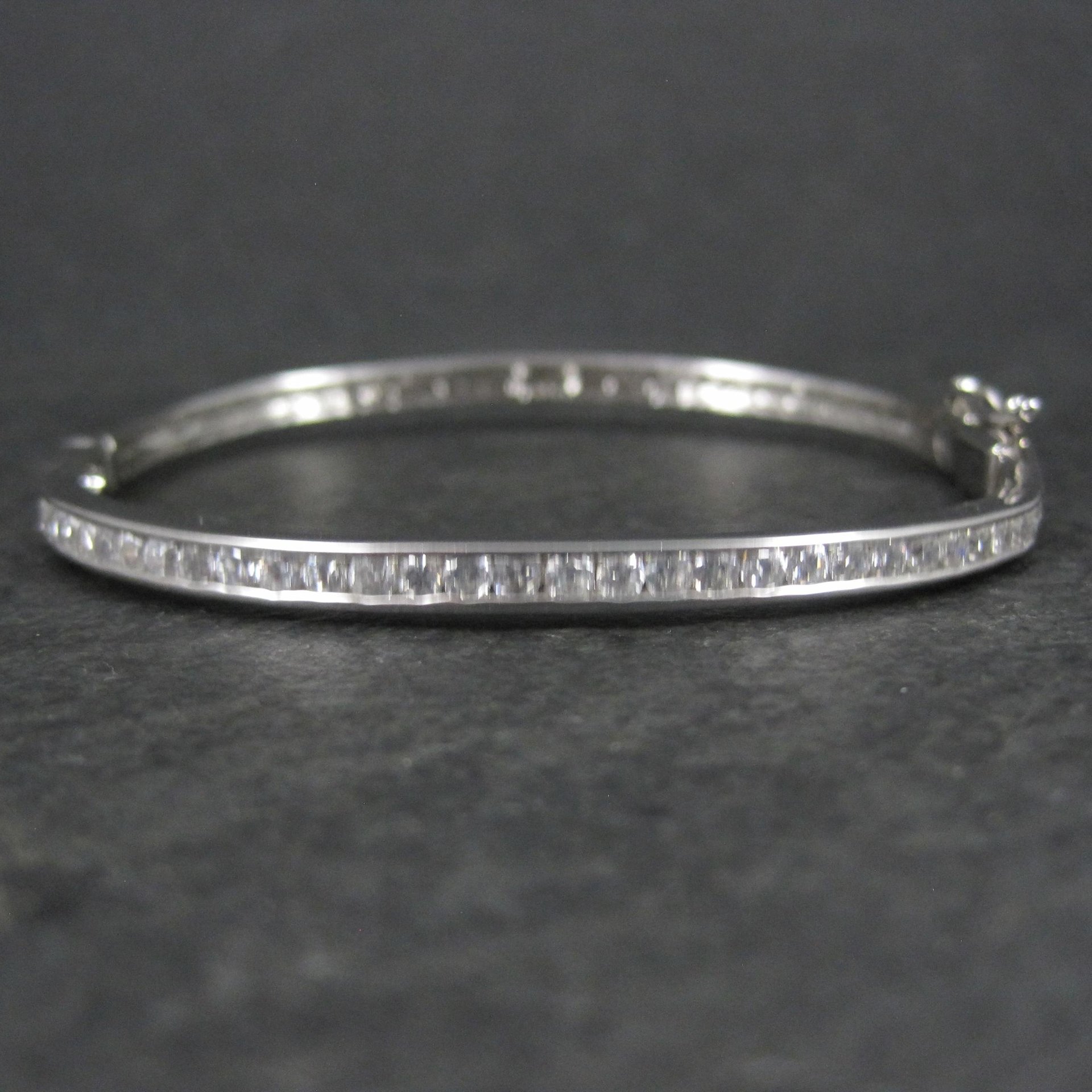 Estate Cubic Zirconia Bangle Bracelet 7.25"
