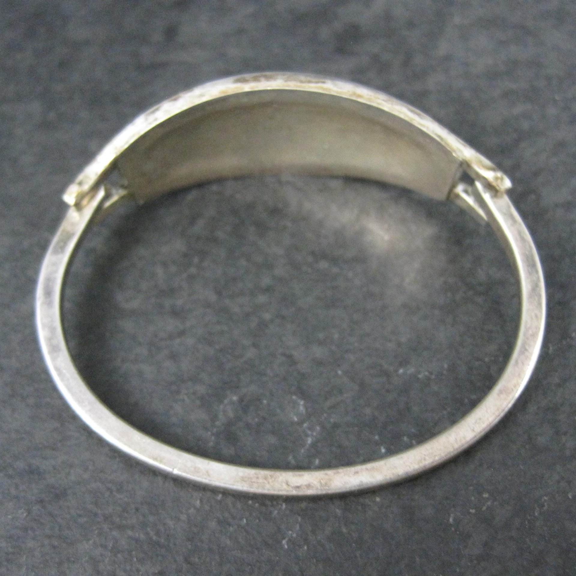 Small Alpaca Silver Abalone Flower Bangle Bracelet 5"