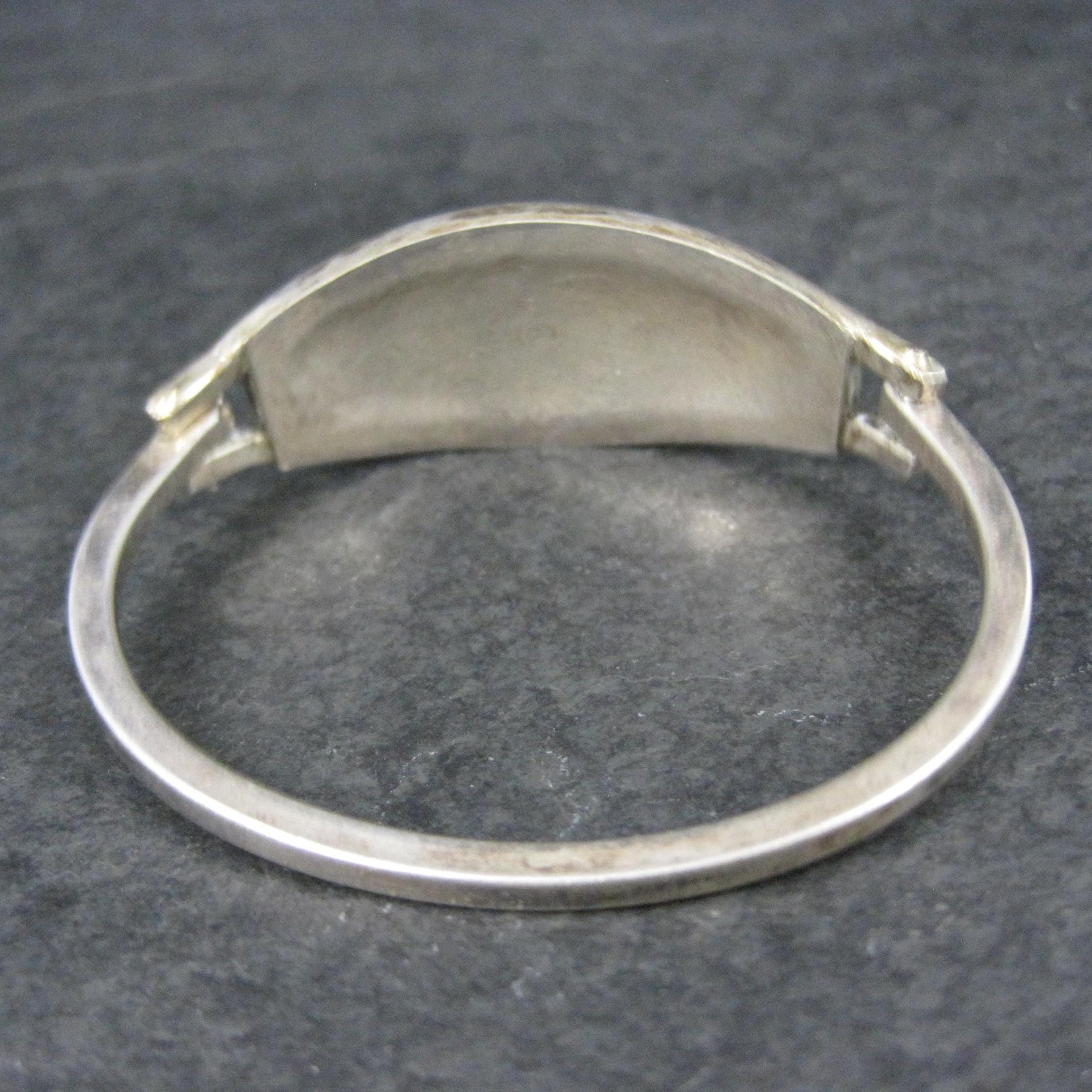 Small Alpaca Silver Abalone Flower Bangle Bracelet 5"