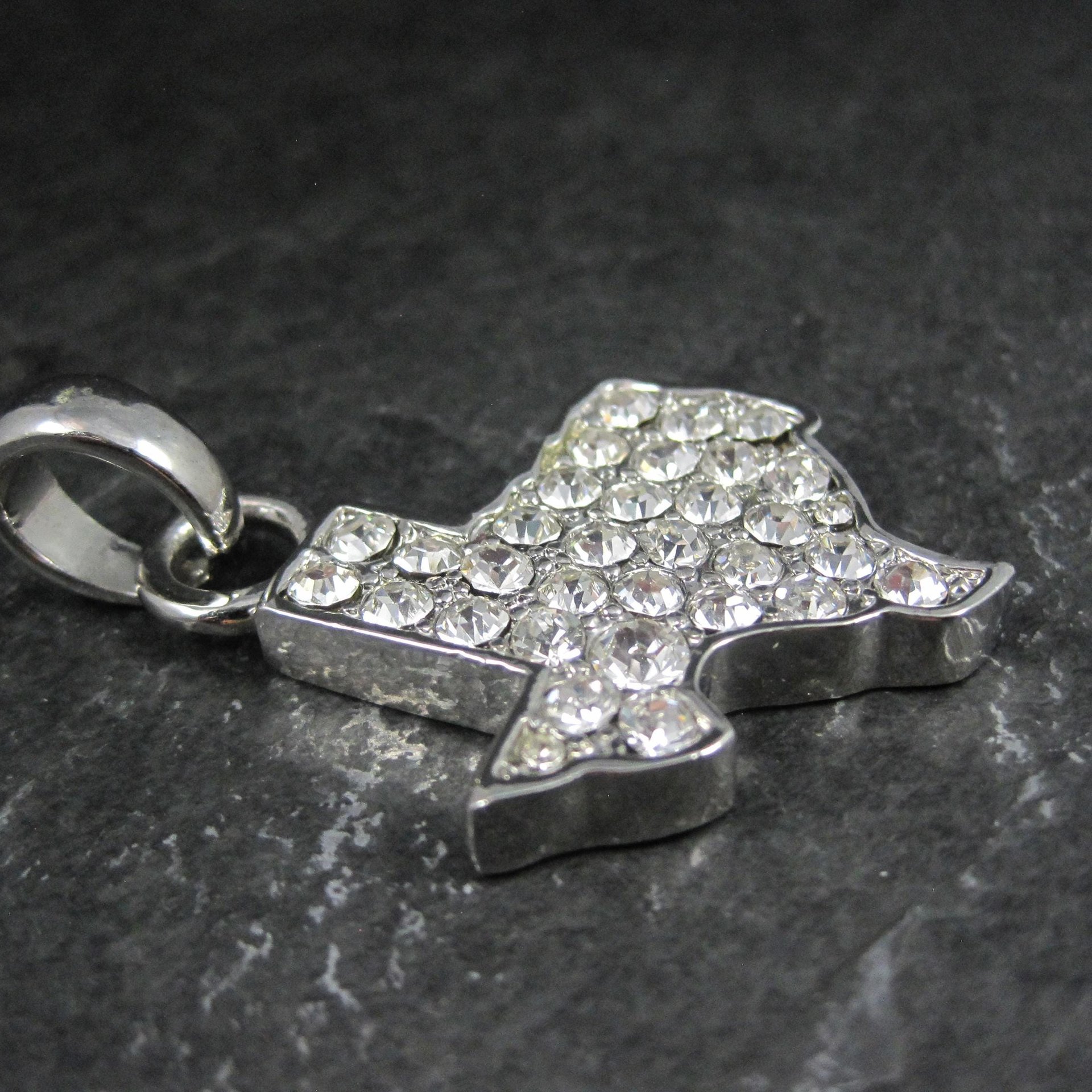 Silver Plated Rhinestone Texas Pendant