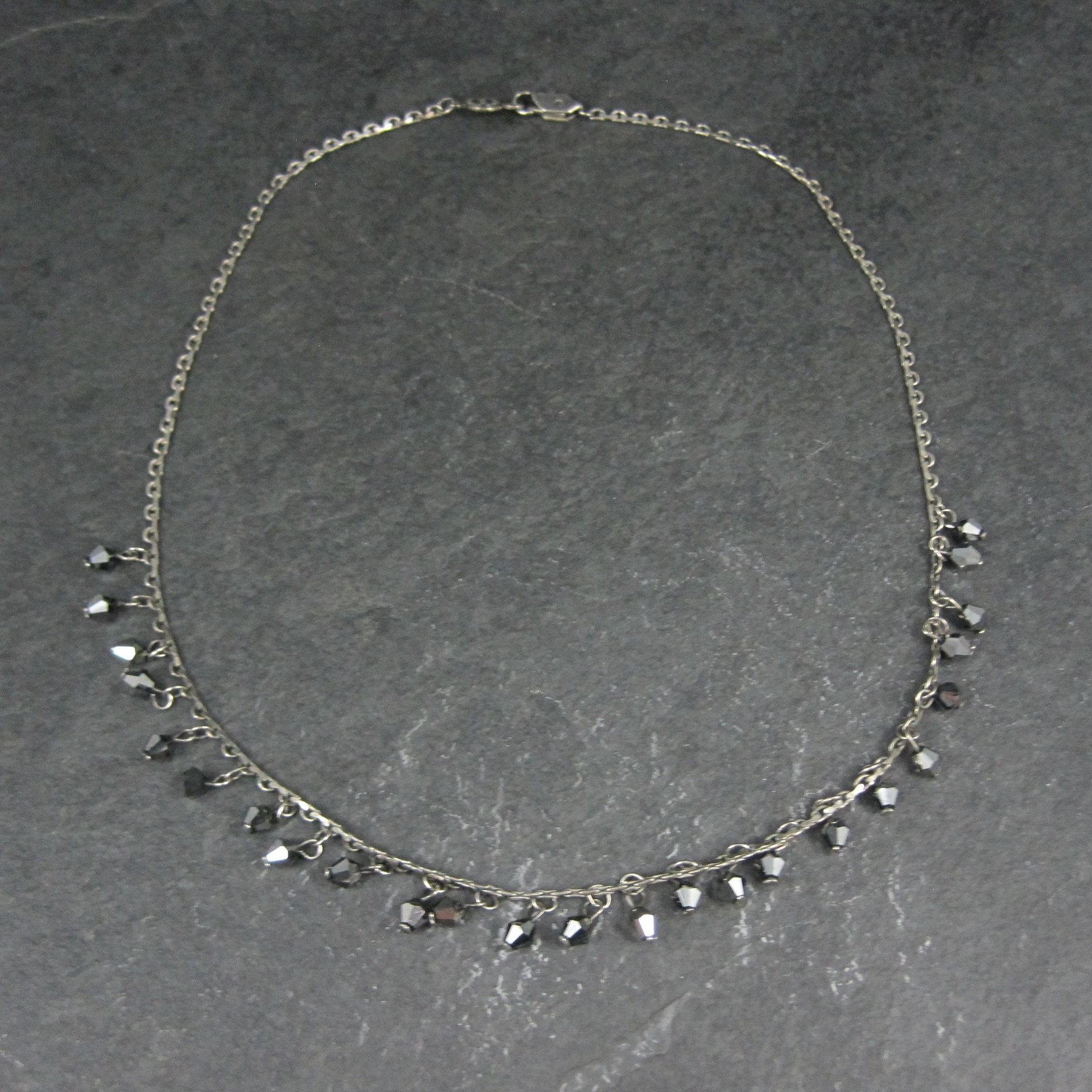 Vintage Bellagio Crystals Hematite Necklace 16"