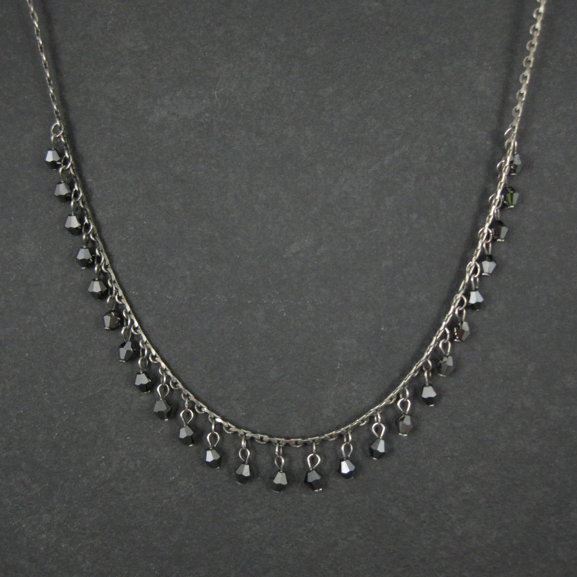 Vintage Bellagio Crystals Hematite Necklace 16"